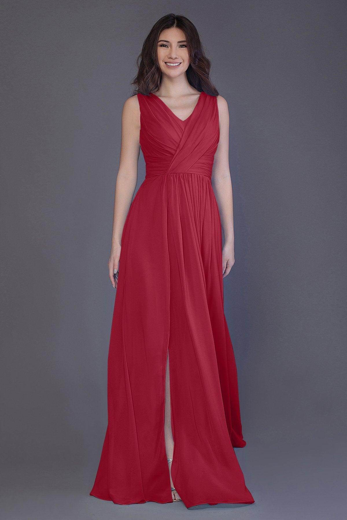 Sheath-Column Floor Length Chiffon Bridesmaid Dress PR3499