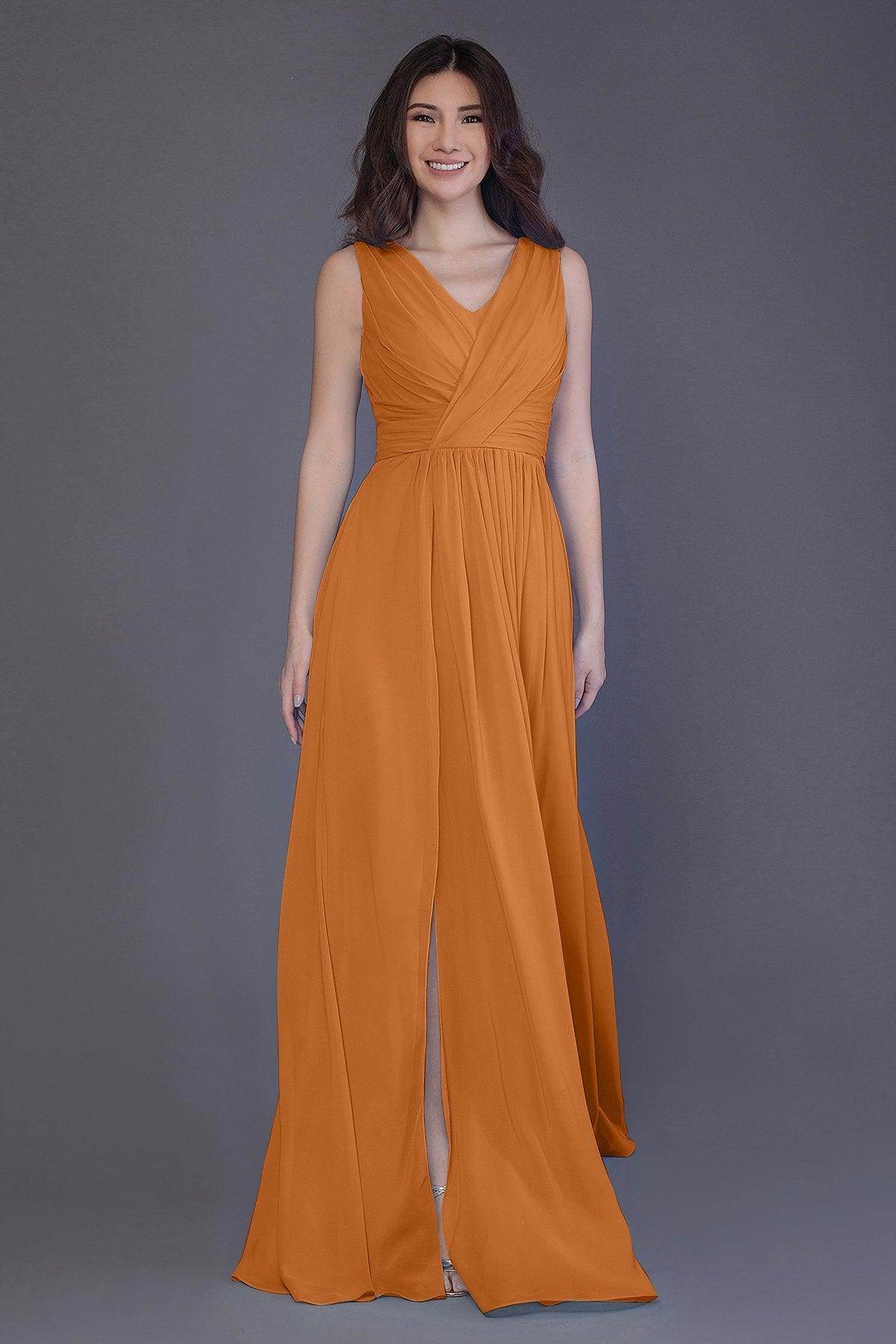 Sheath-Column Floor Length Chiffon Bridesmaid Dress PR3499