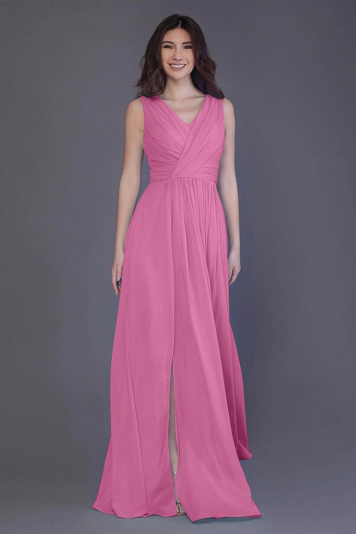 Sheath-Column Floor Length Chiffon Bridesmaid Dress PR3499