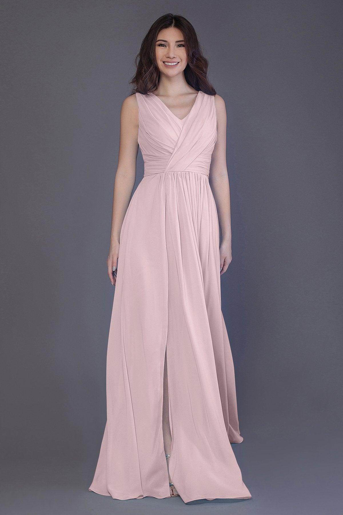 Sheath-Column Floor Length Chiffon Bridesmaid Dress PR3499