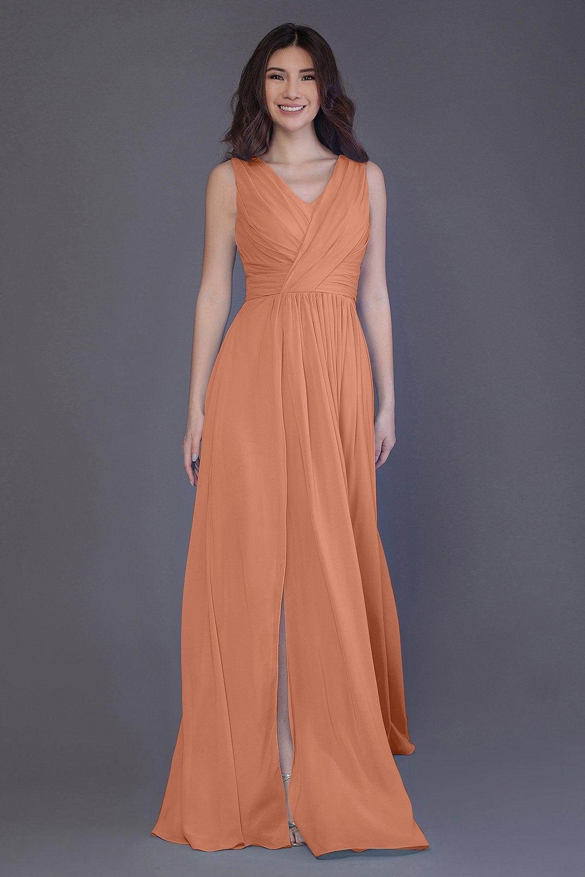 Sheath-Column Floor Length Chiffon Bridesmaid Dress PR3499
