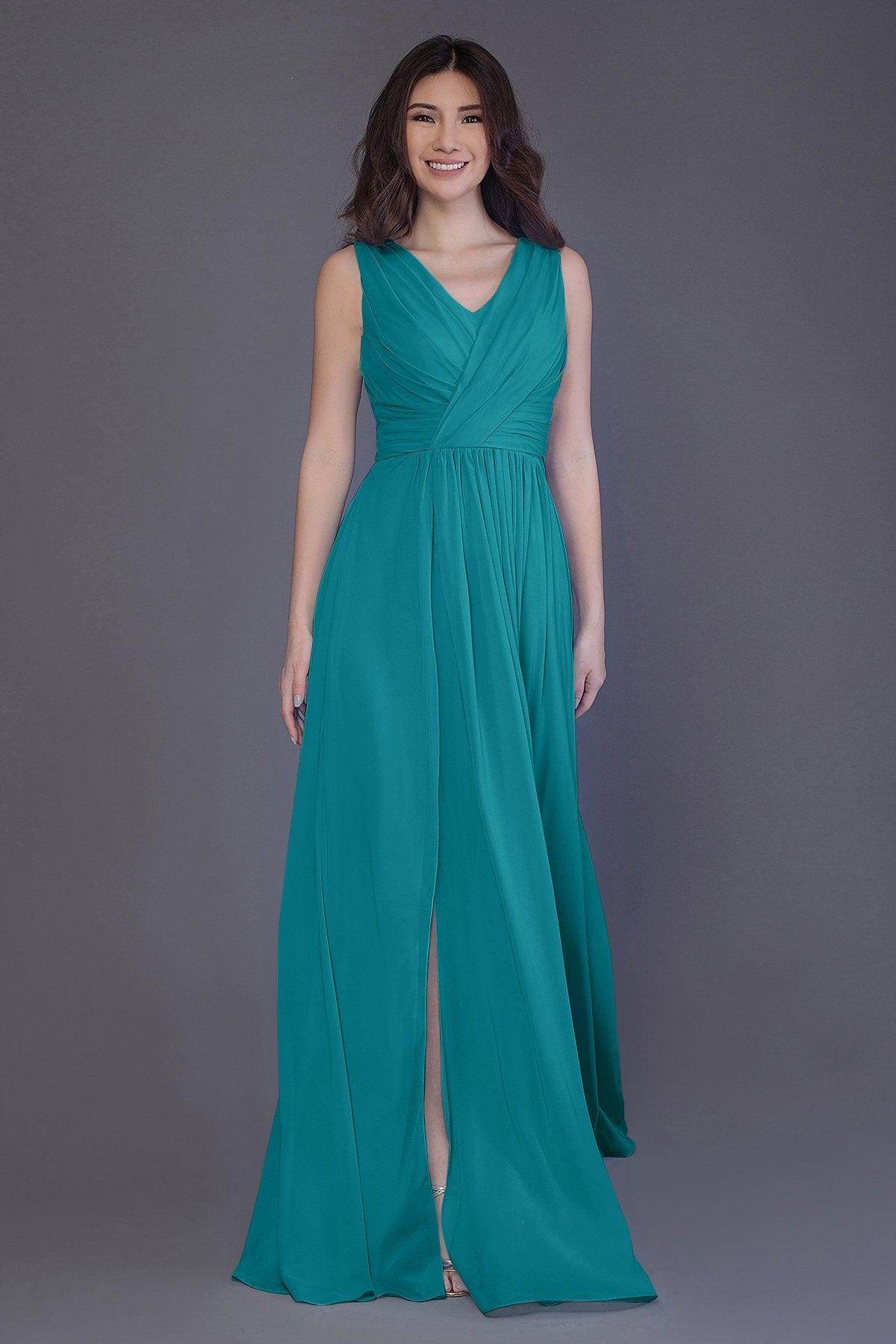 Sheath-Column Floor Length Chiffon Bridesmaid Dress PR3499