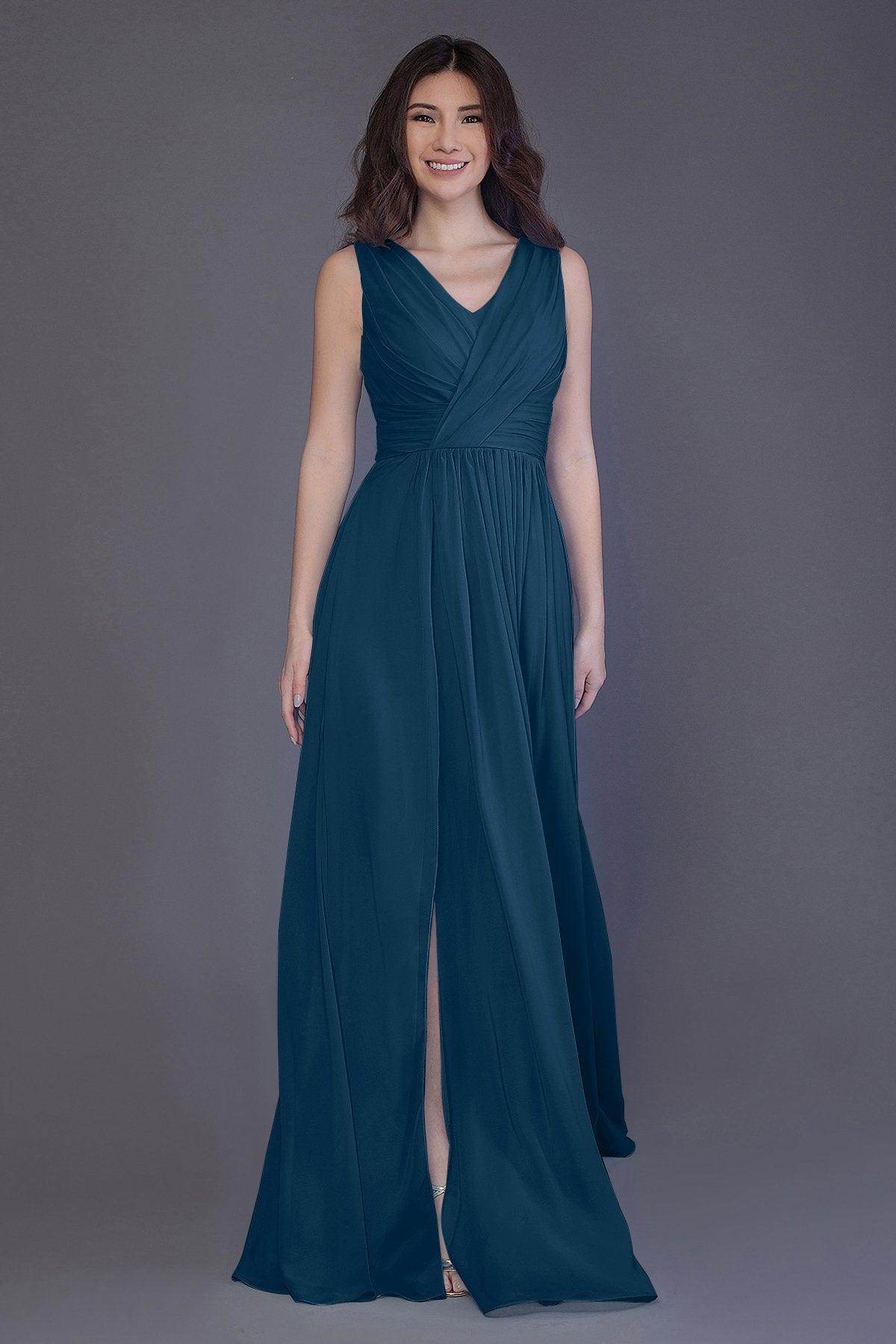 Sheath-Column Floor Length Chiffon Bridesmaid Dress PR3499