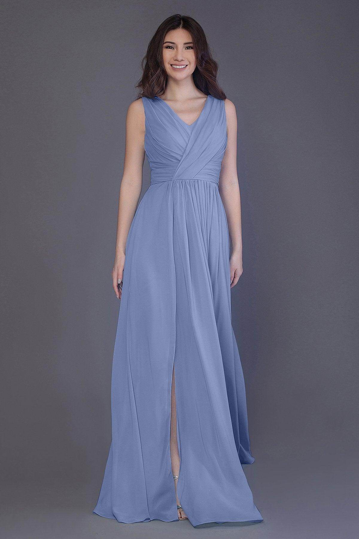 Sheath-Column Floor Length Chiffon Bridesmaid Dress PR3499