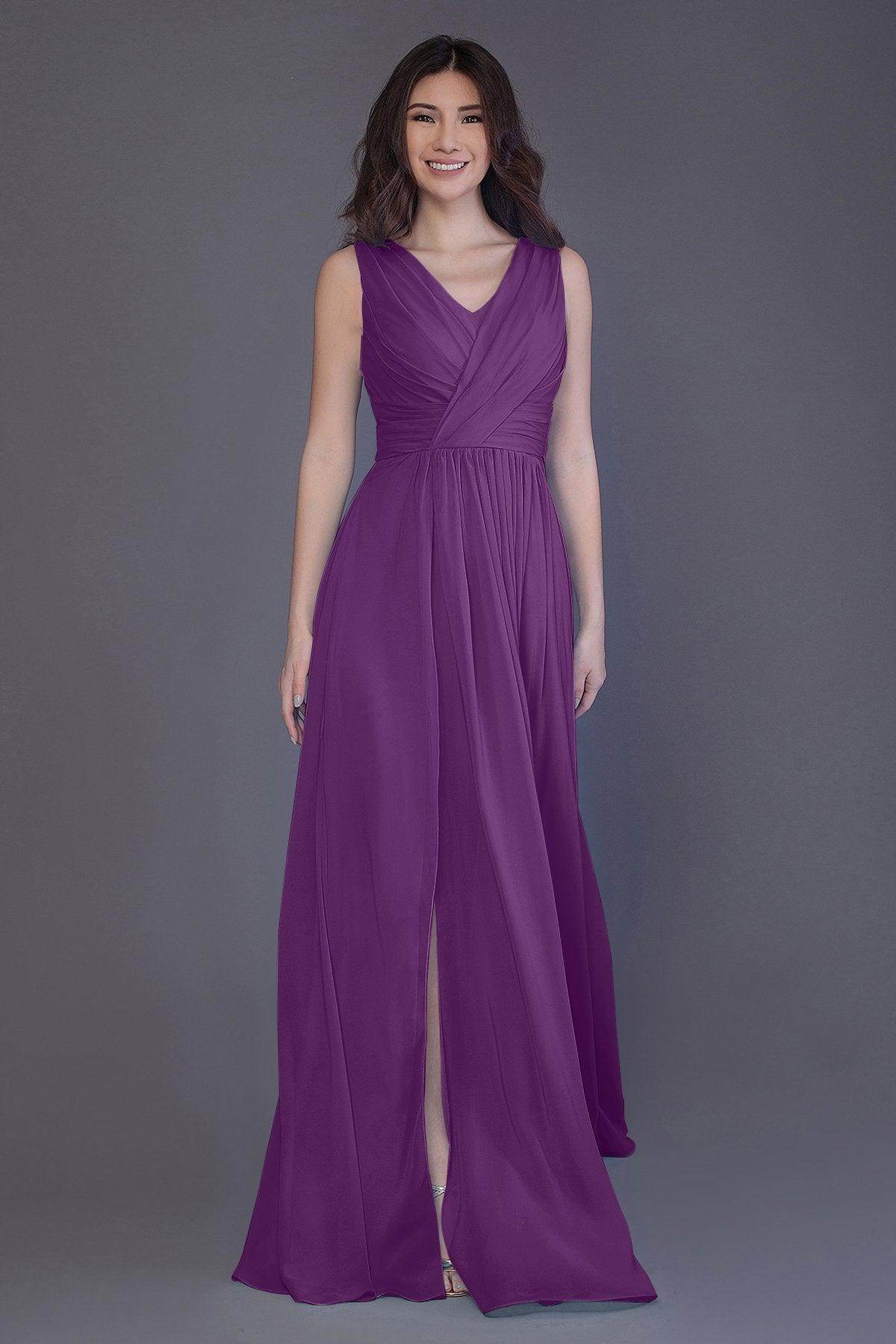 Sheath-Column Floor Length Chiffon Bridesmaid Dress PR3499