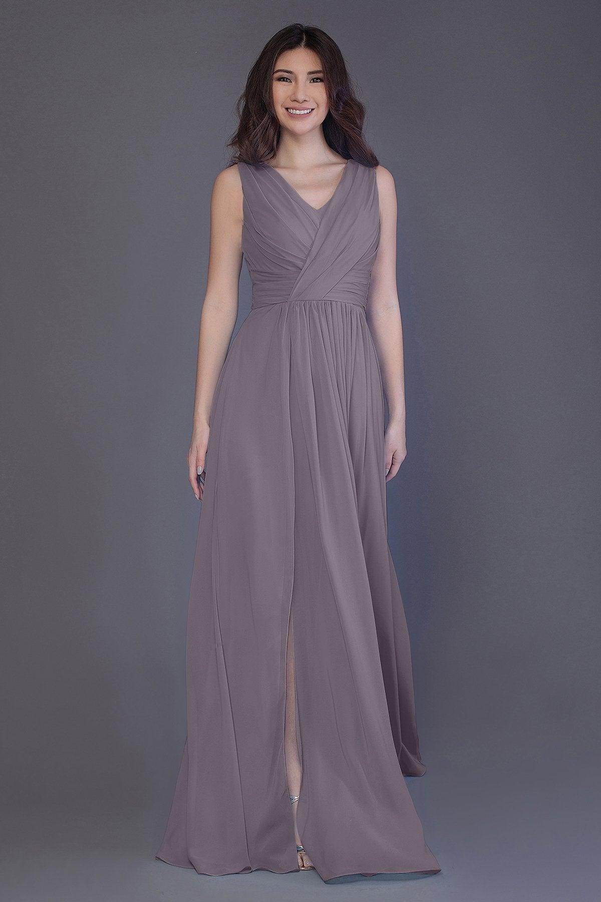 Sheath-Column Floor Length Chiffon Bridesmaid Dress PR3499
