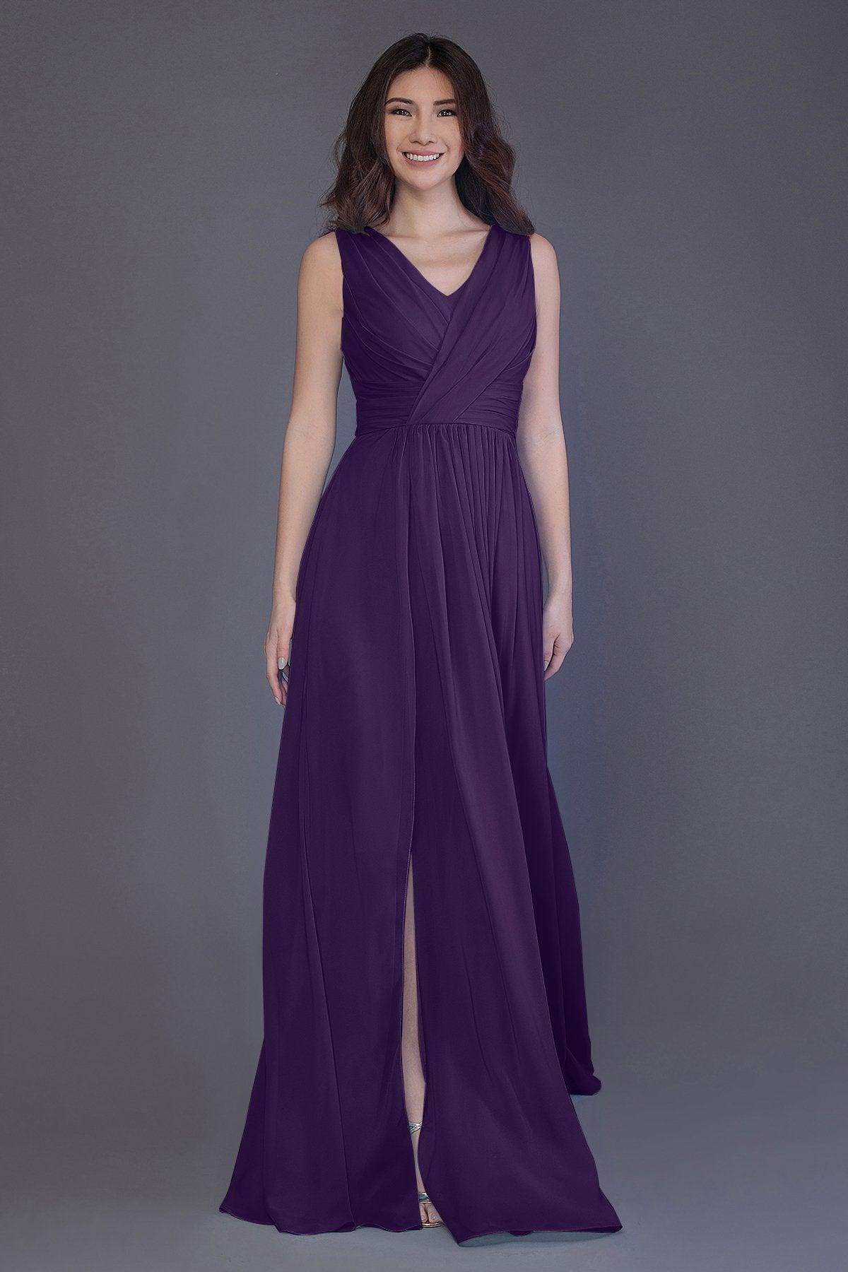 Sheath-Column Floor Length Chiffon Bridesmaid Dress PR3499