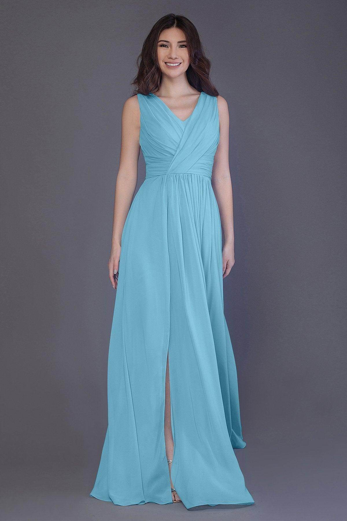 Sheath-Column Floor Length Chiffon Bridesmaid Dress PR3499