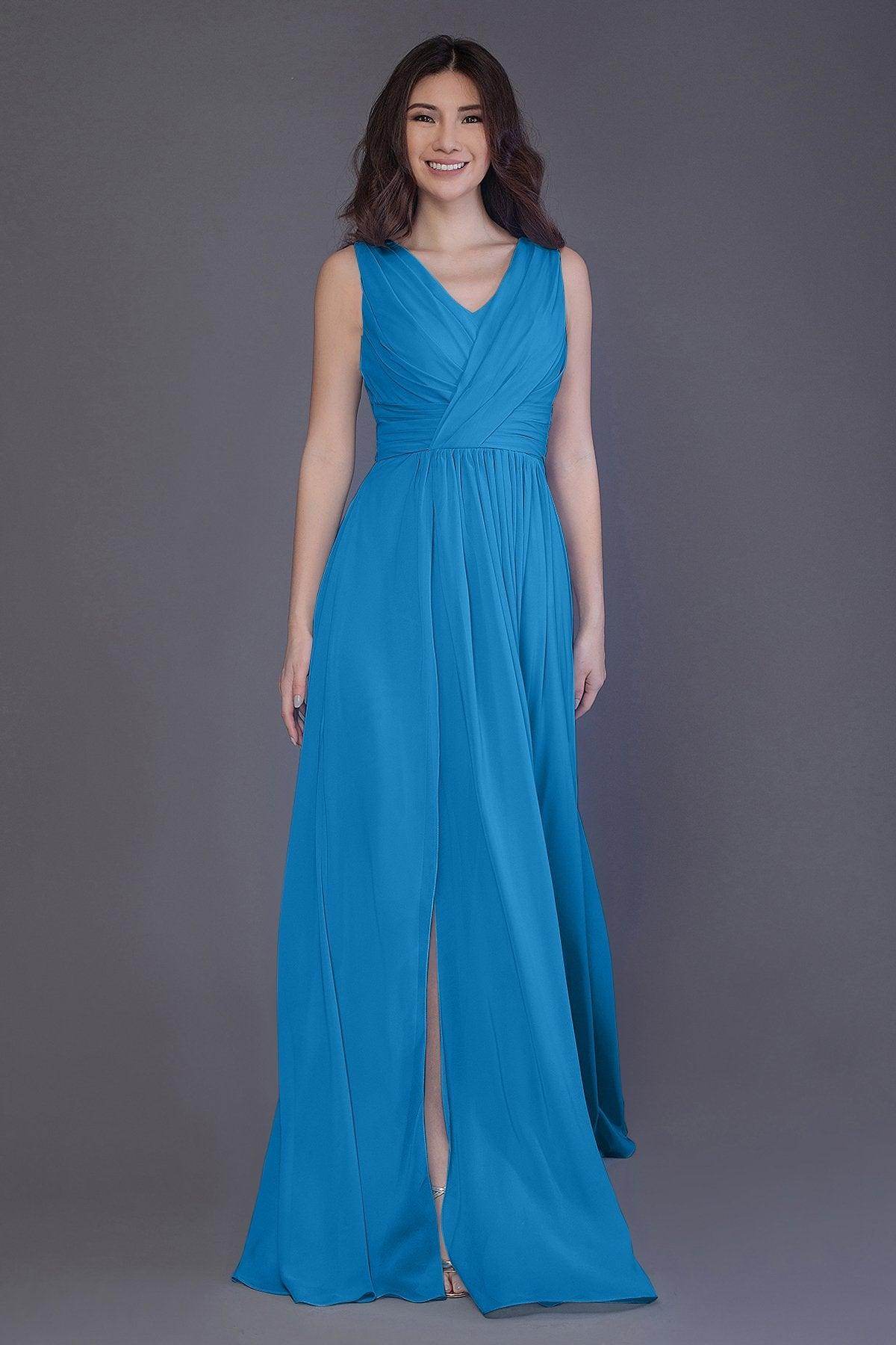Sheath-Column Floor Length Chiffon Bridesmaid Dress PR3499