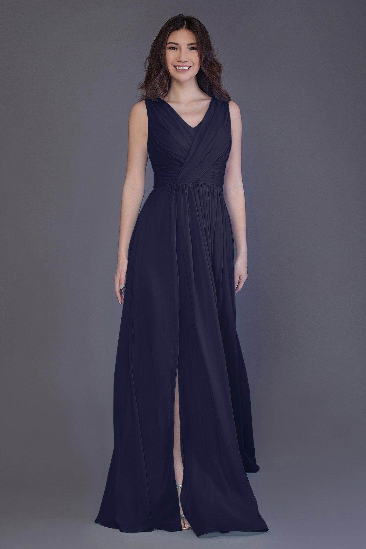 Sheath-Column Floor Length Chiffon Bridesmaid Dress PR3499