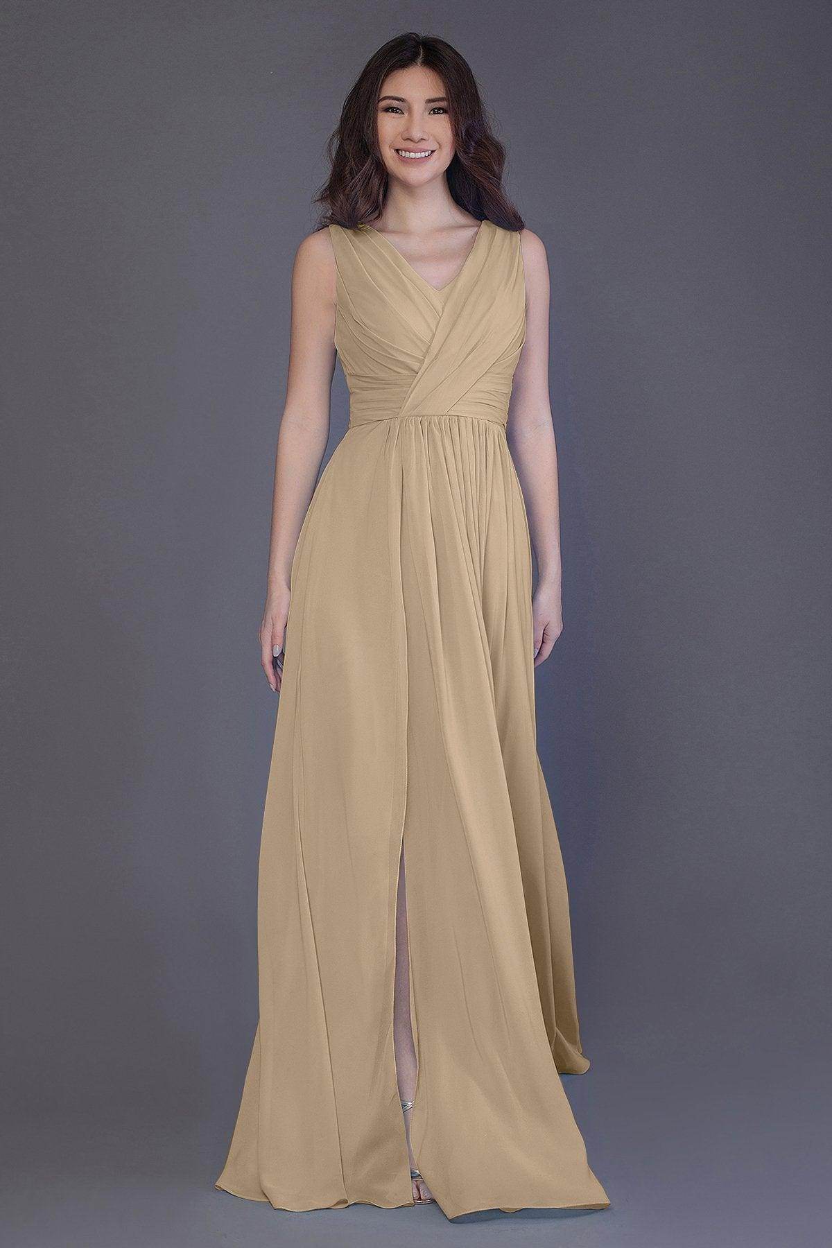 Sheath-Column Floor Length Chiffon Bridesmaid Dress PR3499