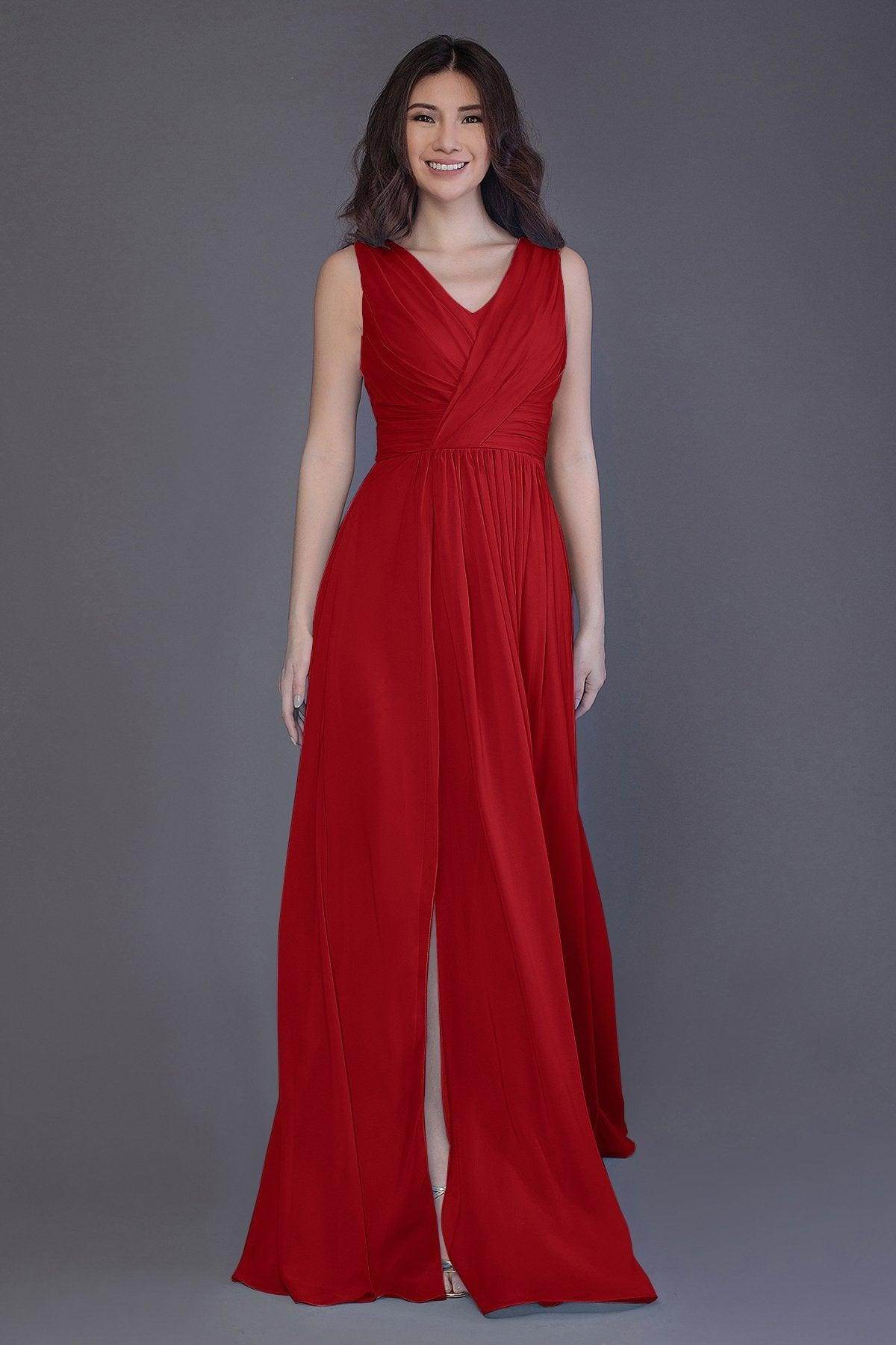 Sheath-Column Floor Length Chiffon Bridesmaid Dress PR3499