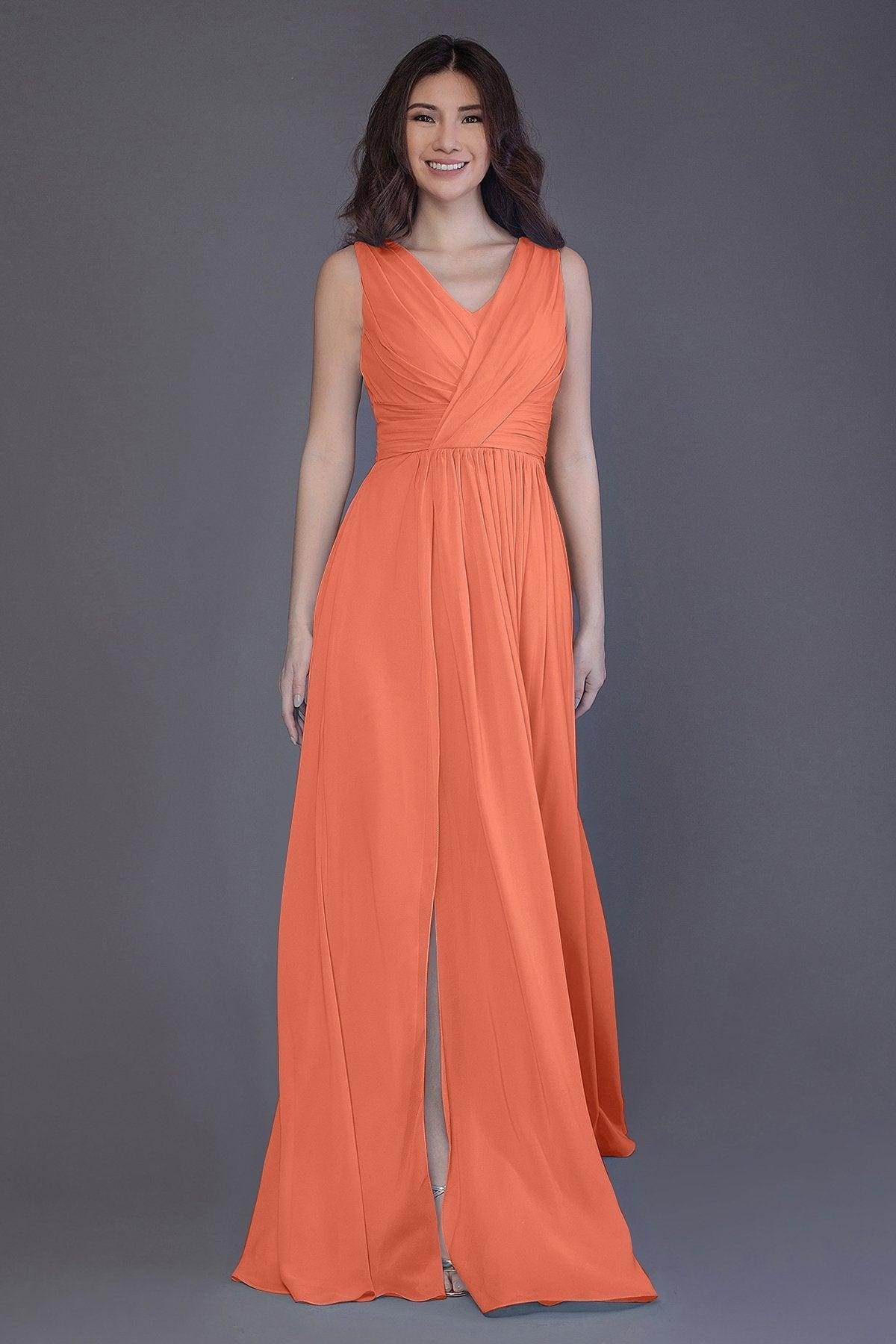 Sheath-Column Floor Length Chiffon Bridesmaid Dress PR3499