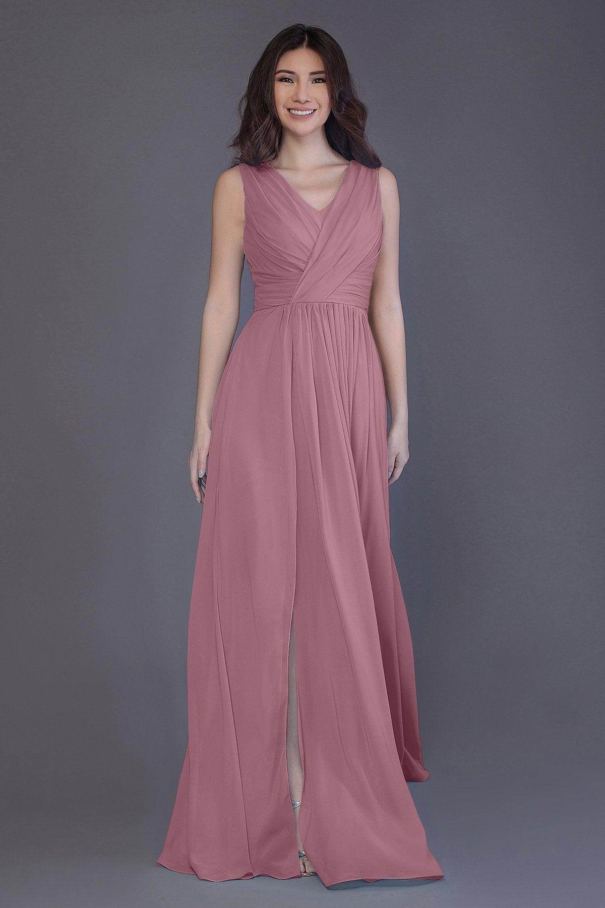 Sheath-Column Floor Length Chiffon Bridesmaid Dress PR3499