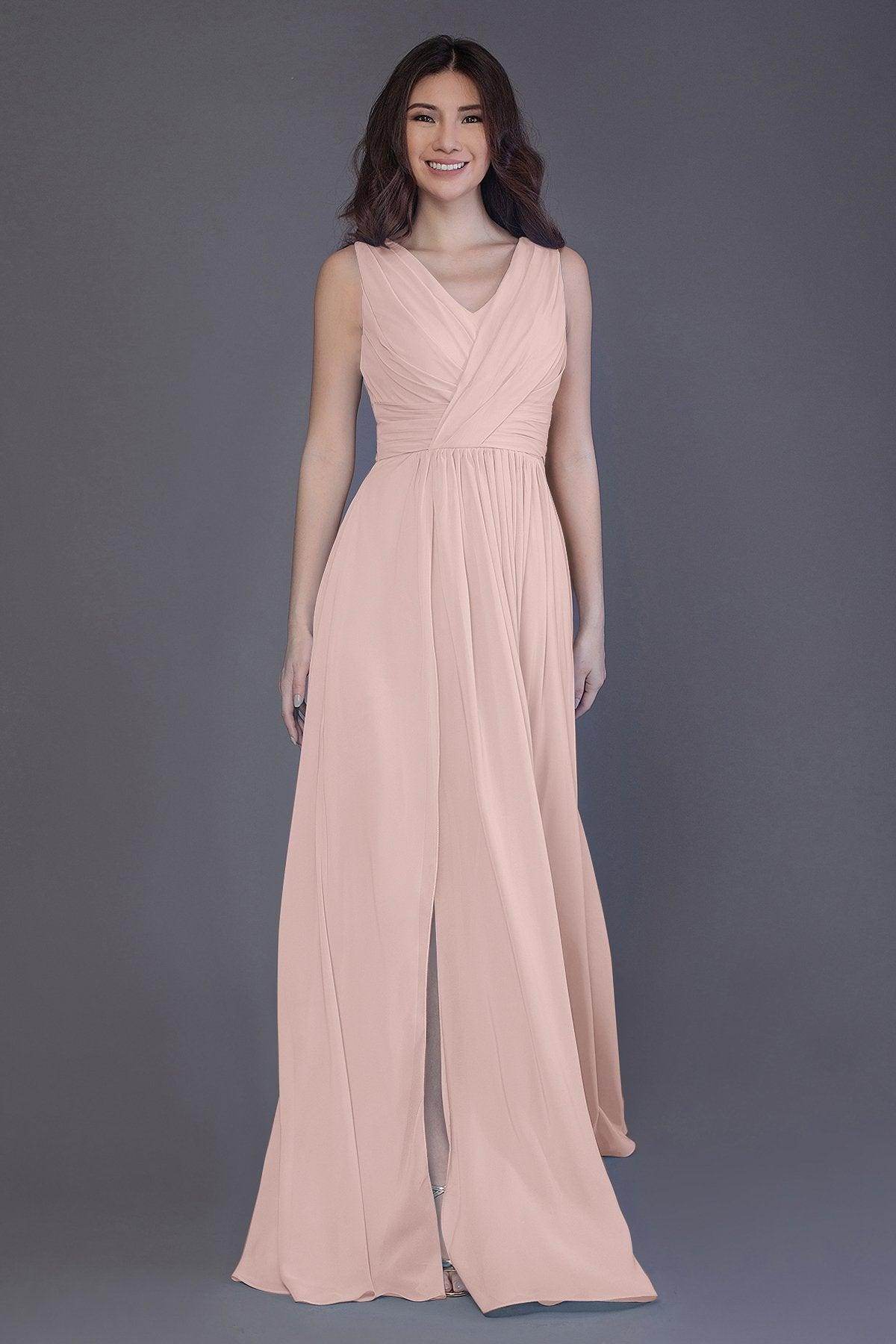 Sheath-Column Floor Length Chiffon Bridesmaid Dress PR3499