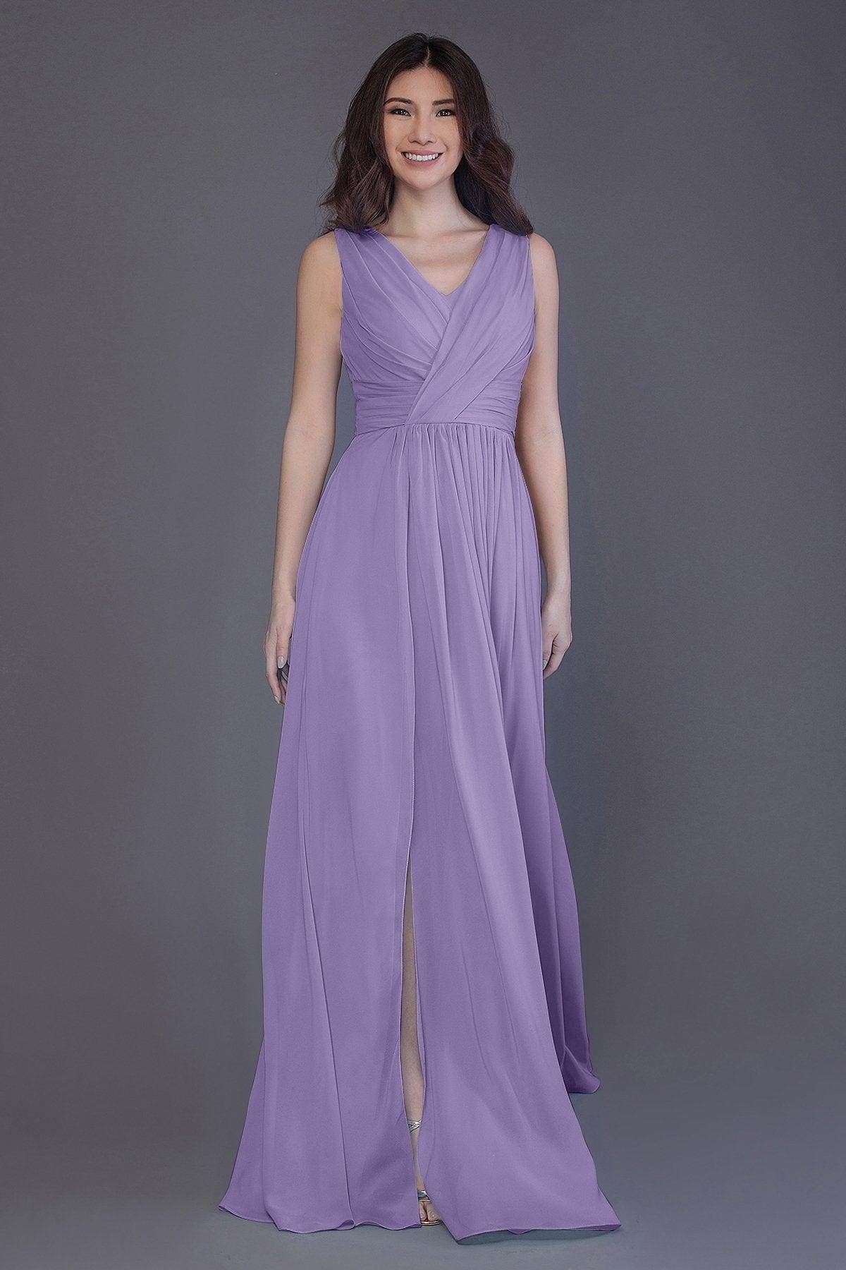 Sheath-Column Floor Length Chiffon Bridesmaid Dress PR3499
