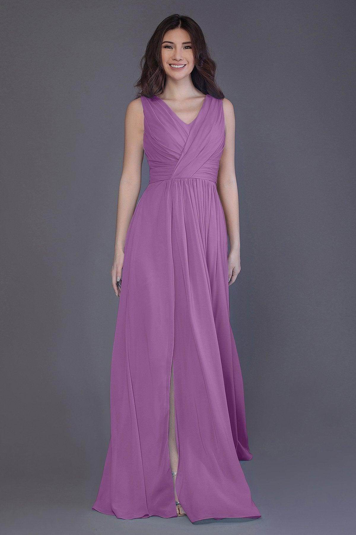 Sheath-Column Floor Length Chiffon Bridesmaid Dress PR3499