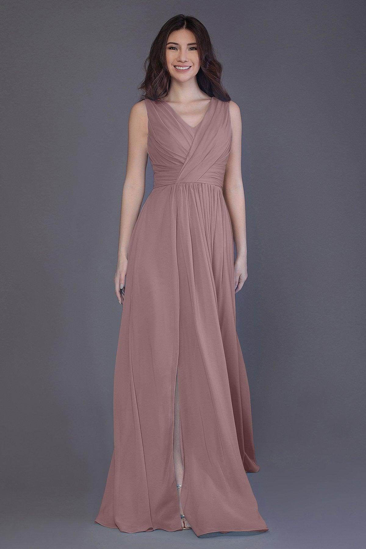 Sheath-Column Floor Length Chiffon Bridesmaid Dress PR3499