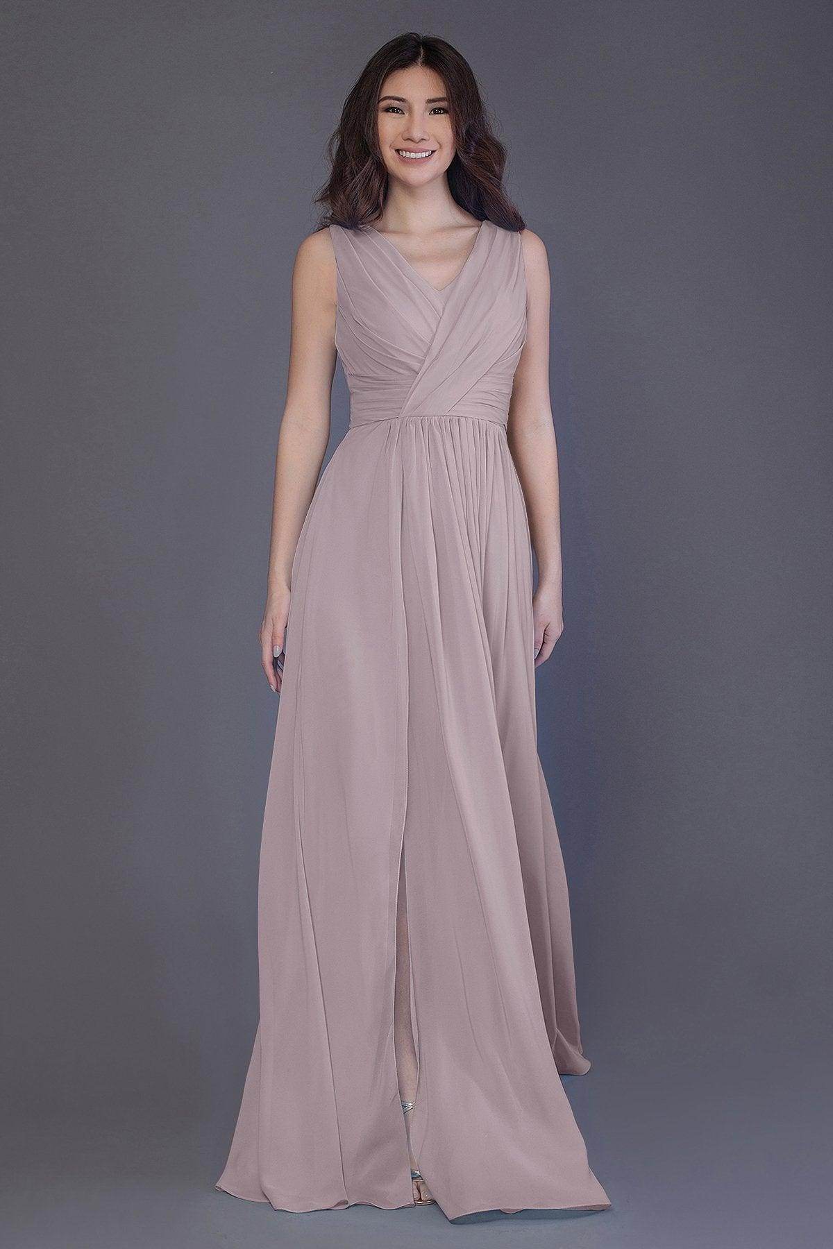 Sheath-Column Floor Length Chiffon Bridesmaid Dress PR3499