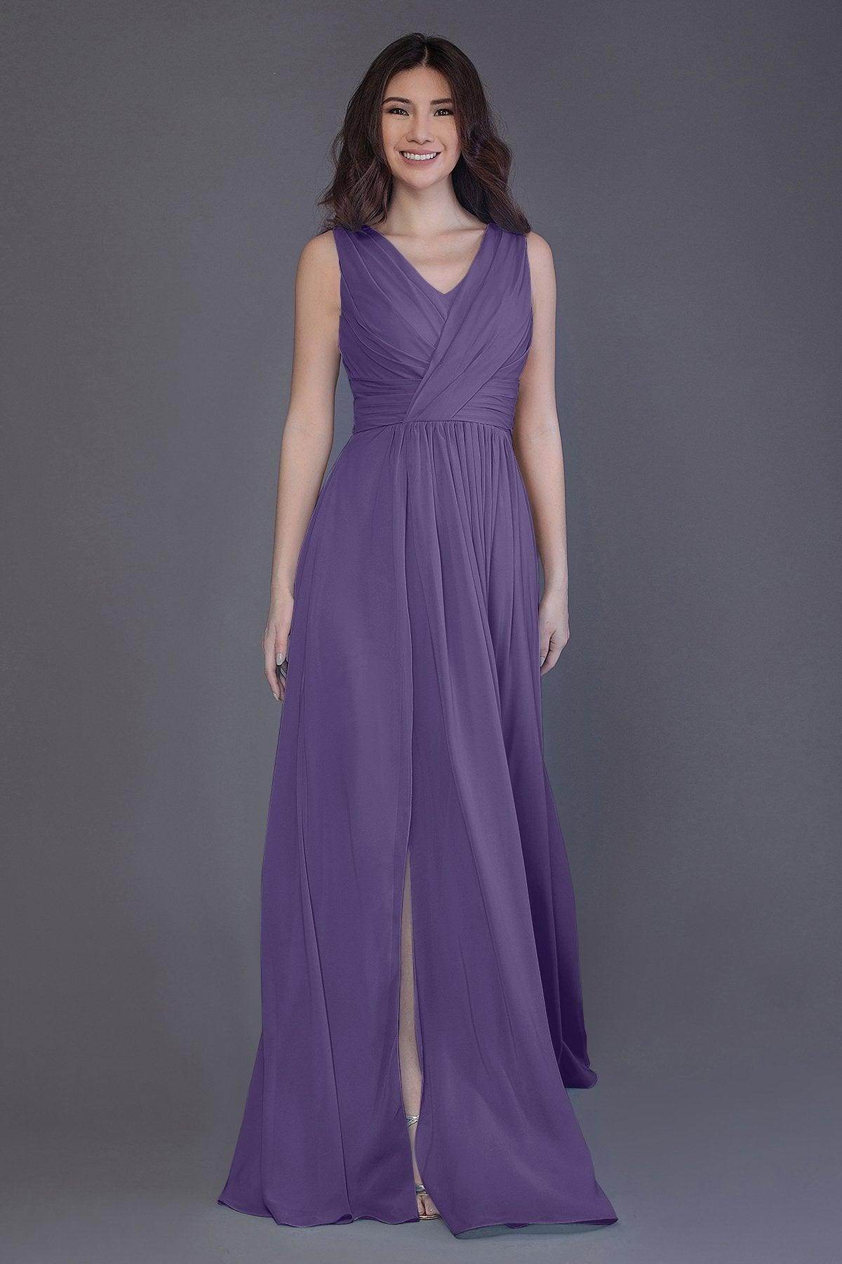 Sheath-Column Floor Length Chiffon Bridesmaid Dress PR3499