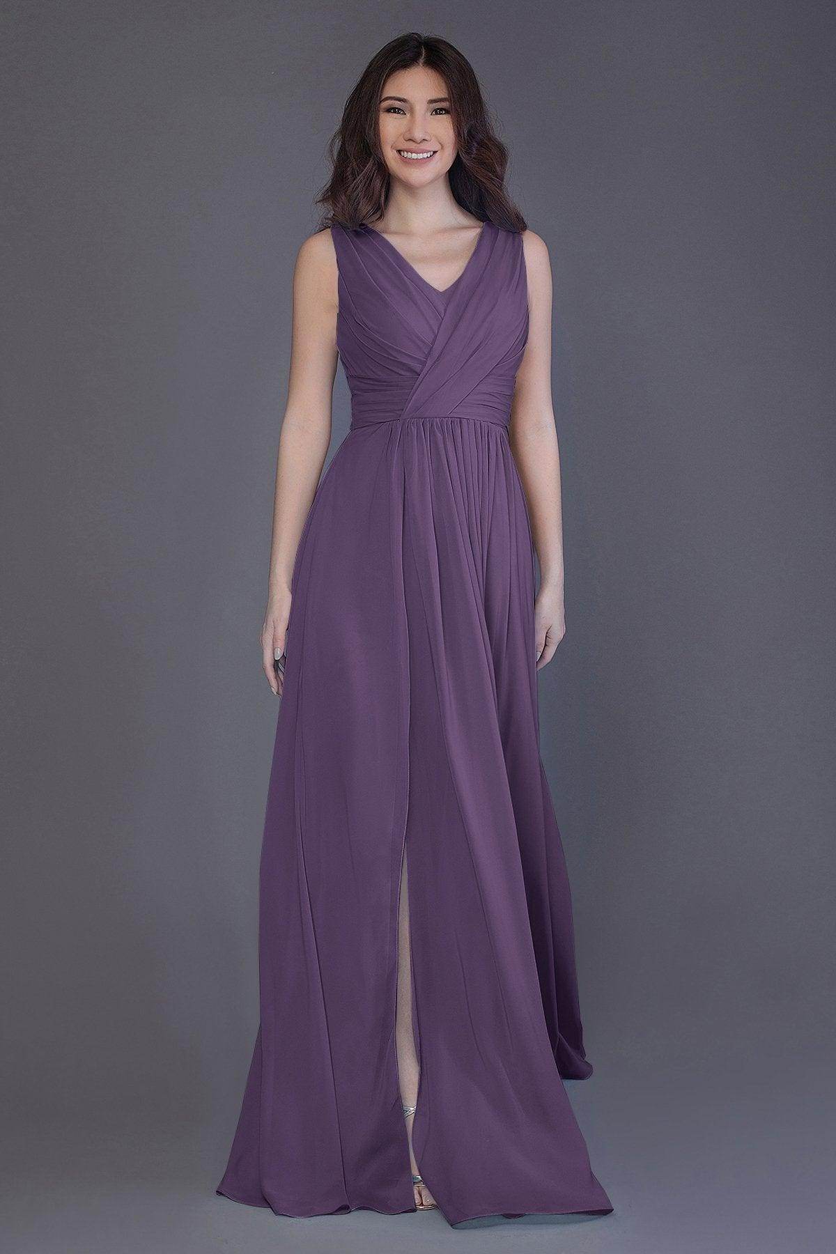 Sheath-Column Floor Length Chiffon Bridesmaid Dress PR3499