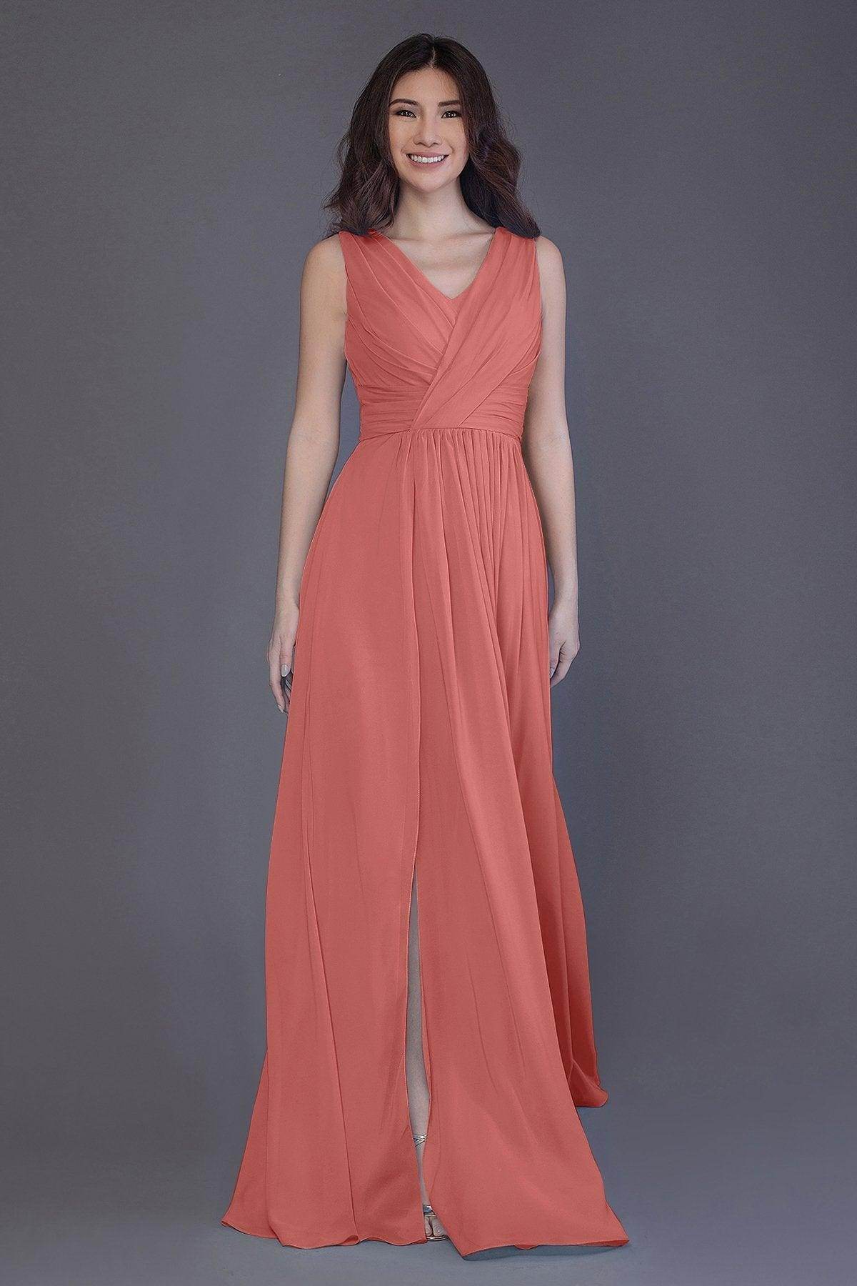 Sheath-Column Floor Length Chiffon Bridesmaid Dress PR3499