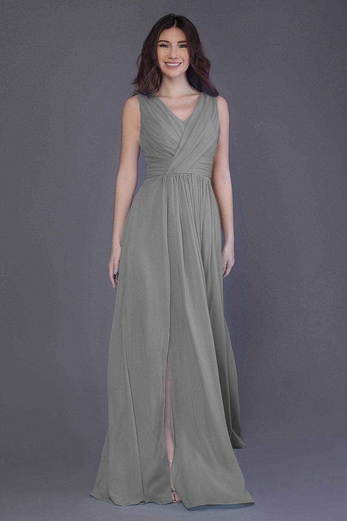 Sheath-Column Floor Length Chiffon Bridesmaid Dress PR3499