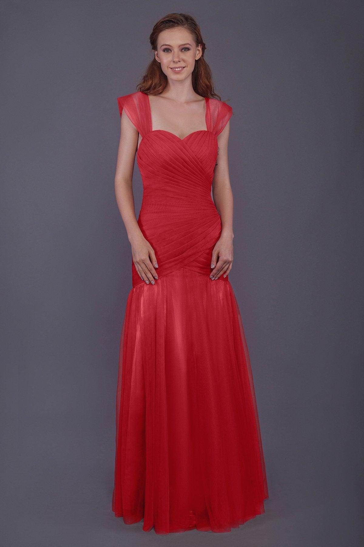 Trumpet-Mermaid Floor Length Tulle Bridesmaid Dress PR3500