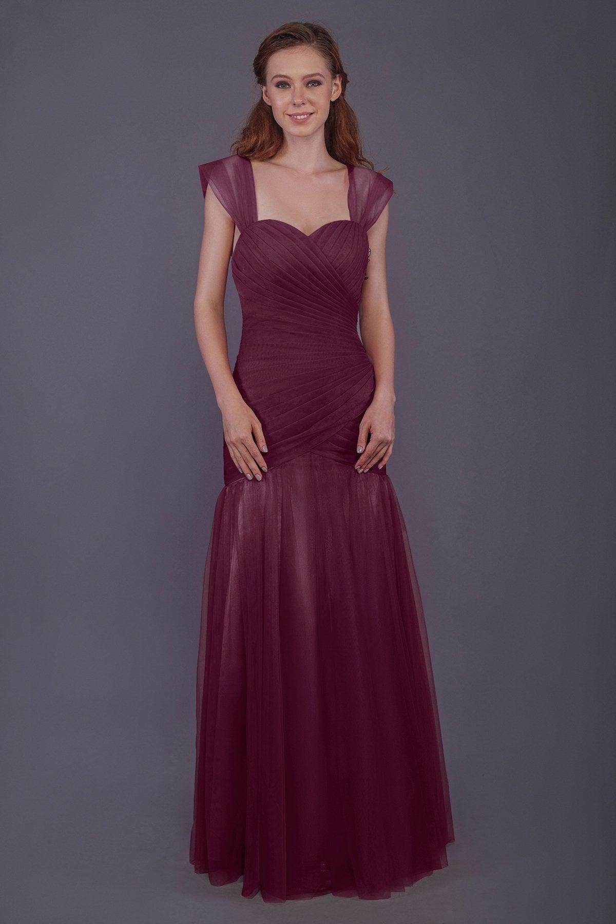 Trumpet-Mermaid Floor Length Tulle Bridesmaid Dress PR3500