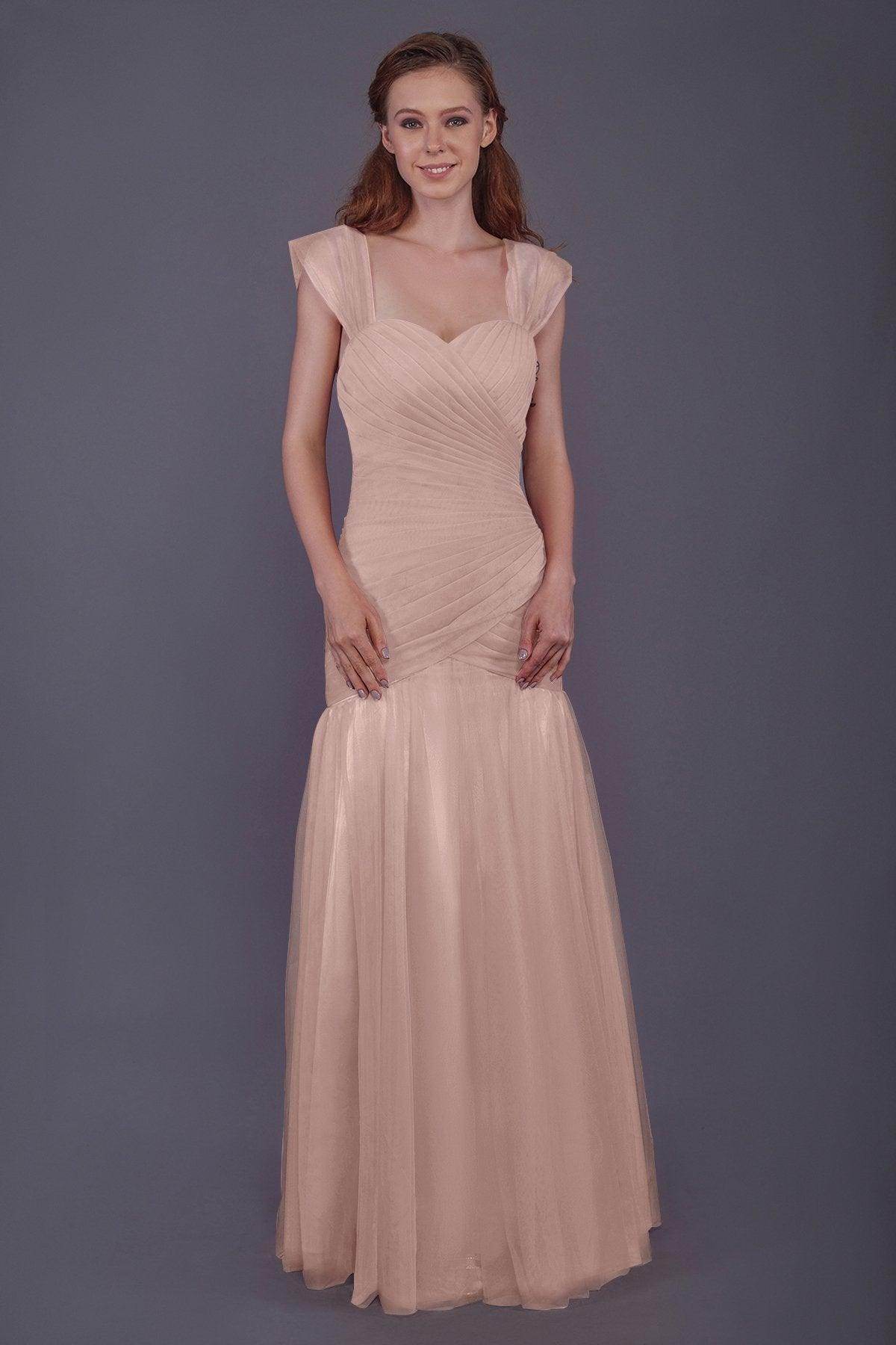 Trumpet-Mermaid Floor Length Tulle Bridesmaid Dress PR3500