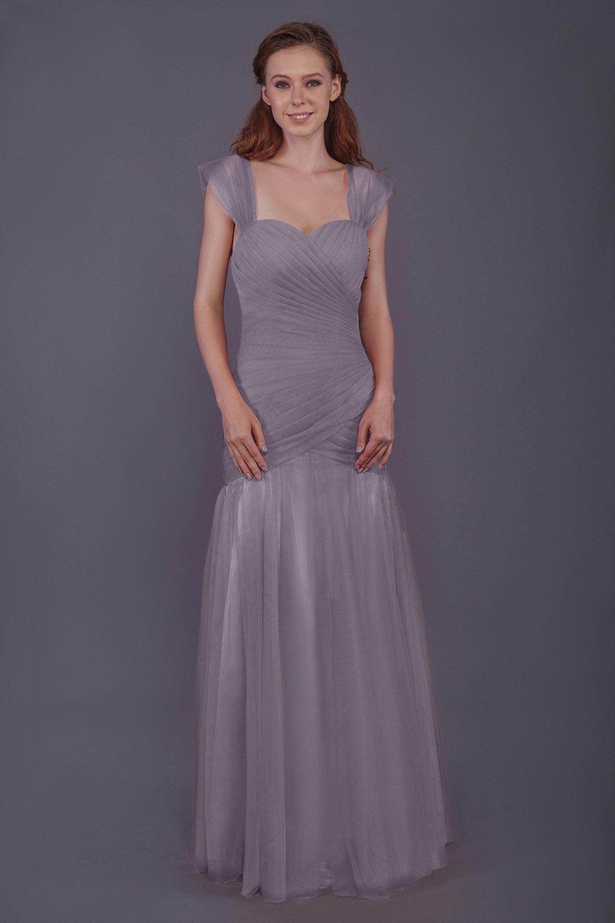 Trumpet-Mermaid Floor Length Tulle Bridesmaid Dress PR3500