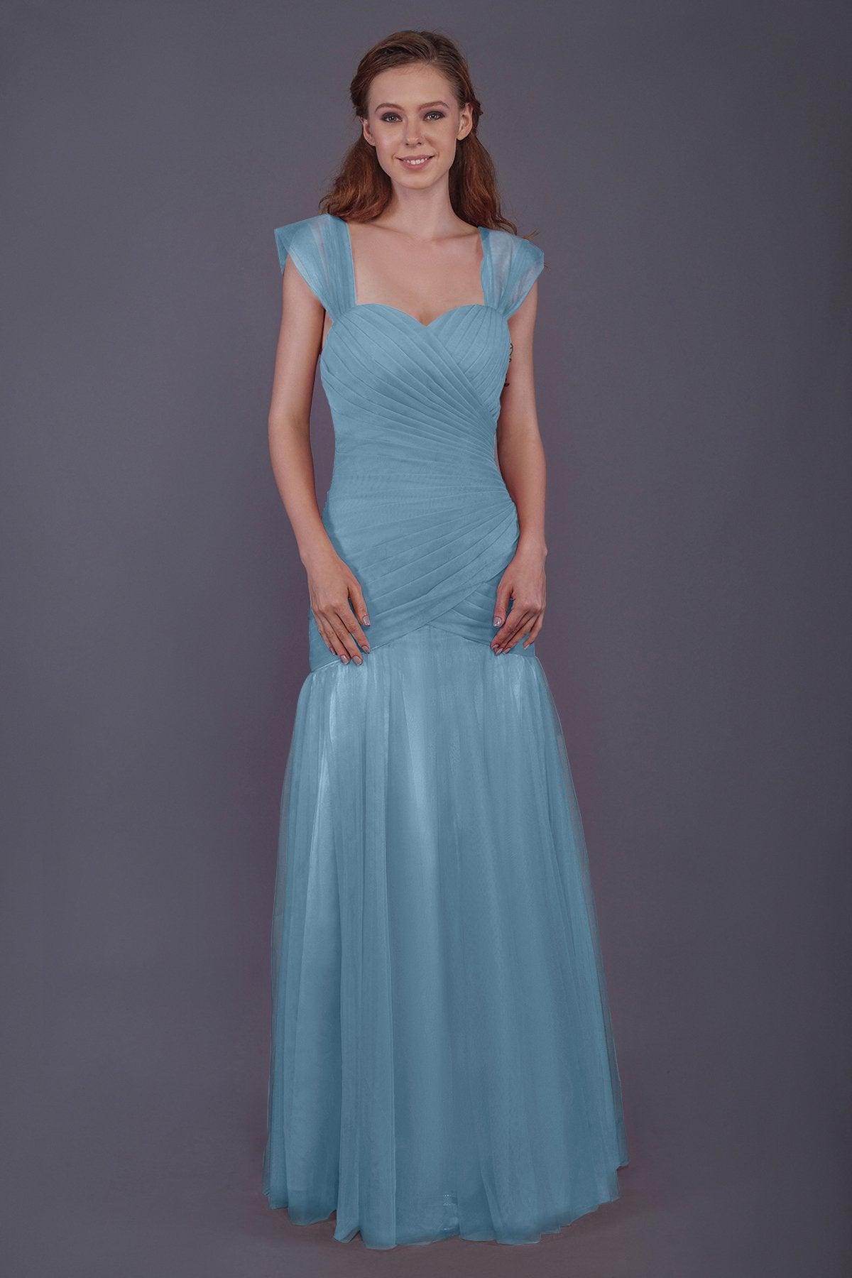 Trumpet-Mermaid Floor Length Tulle Bridesmaid Dress PR3500