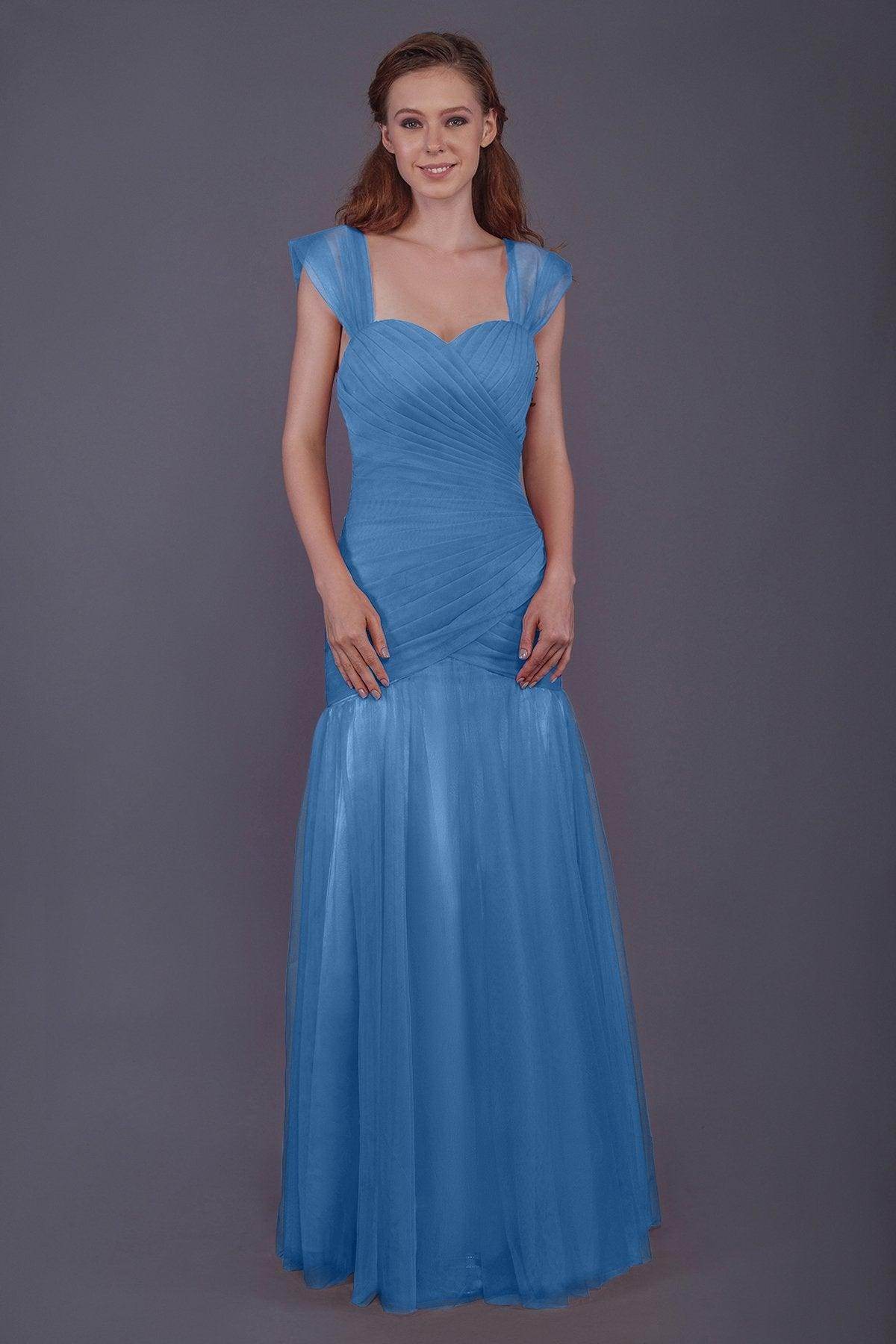Trumpet-Mermaid Floor Length Tulle Bridesmaid Dress PR3500