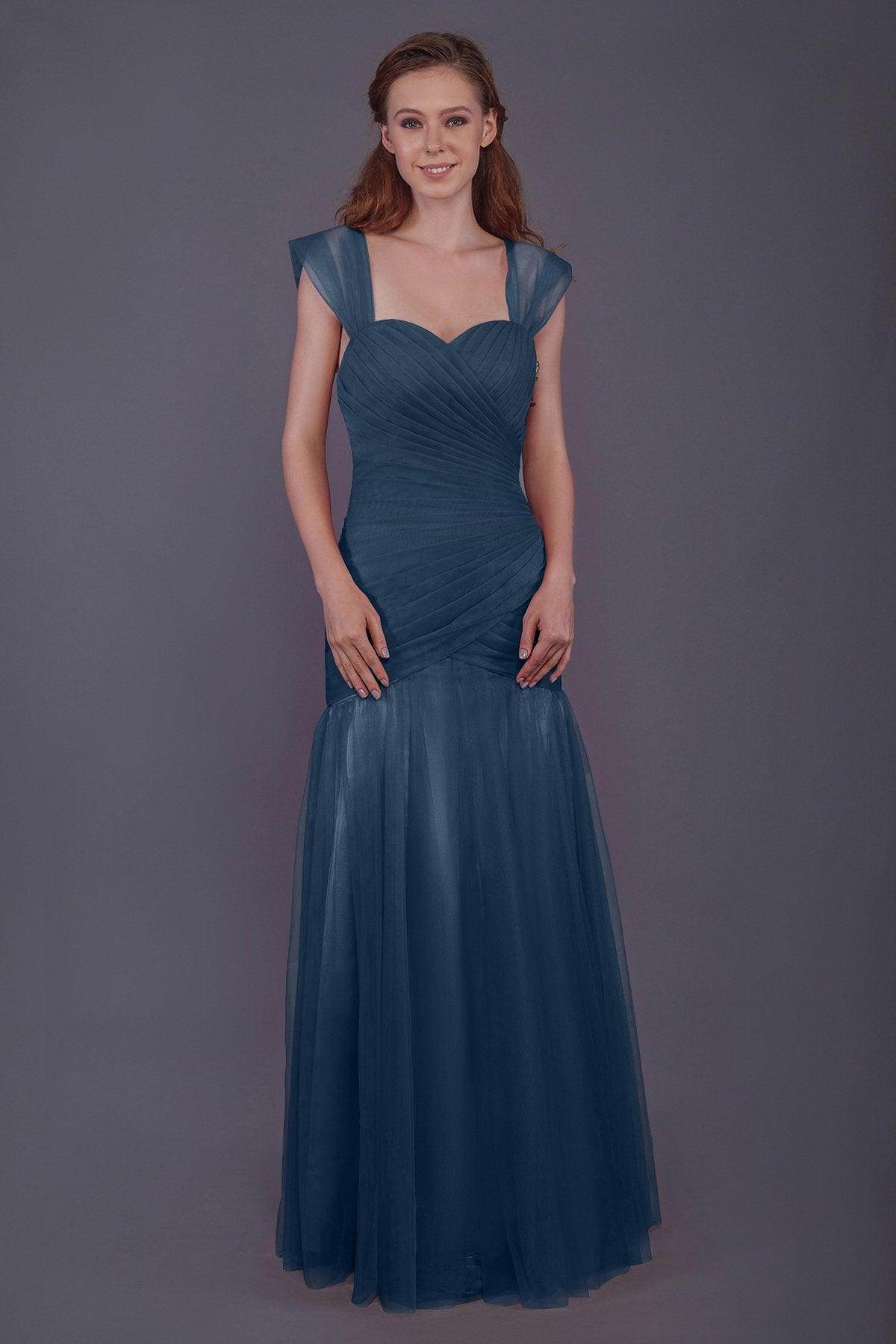 Trumpet-Mermaid Floor Length Tulle Bridesmaid Dress PR3500