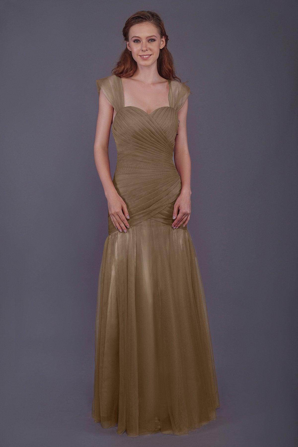 Trumpet-Mermaid Floor Length Tulle Bridesmaid Dress PR3500