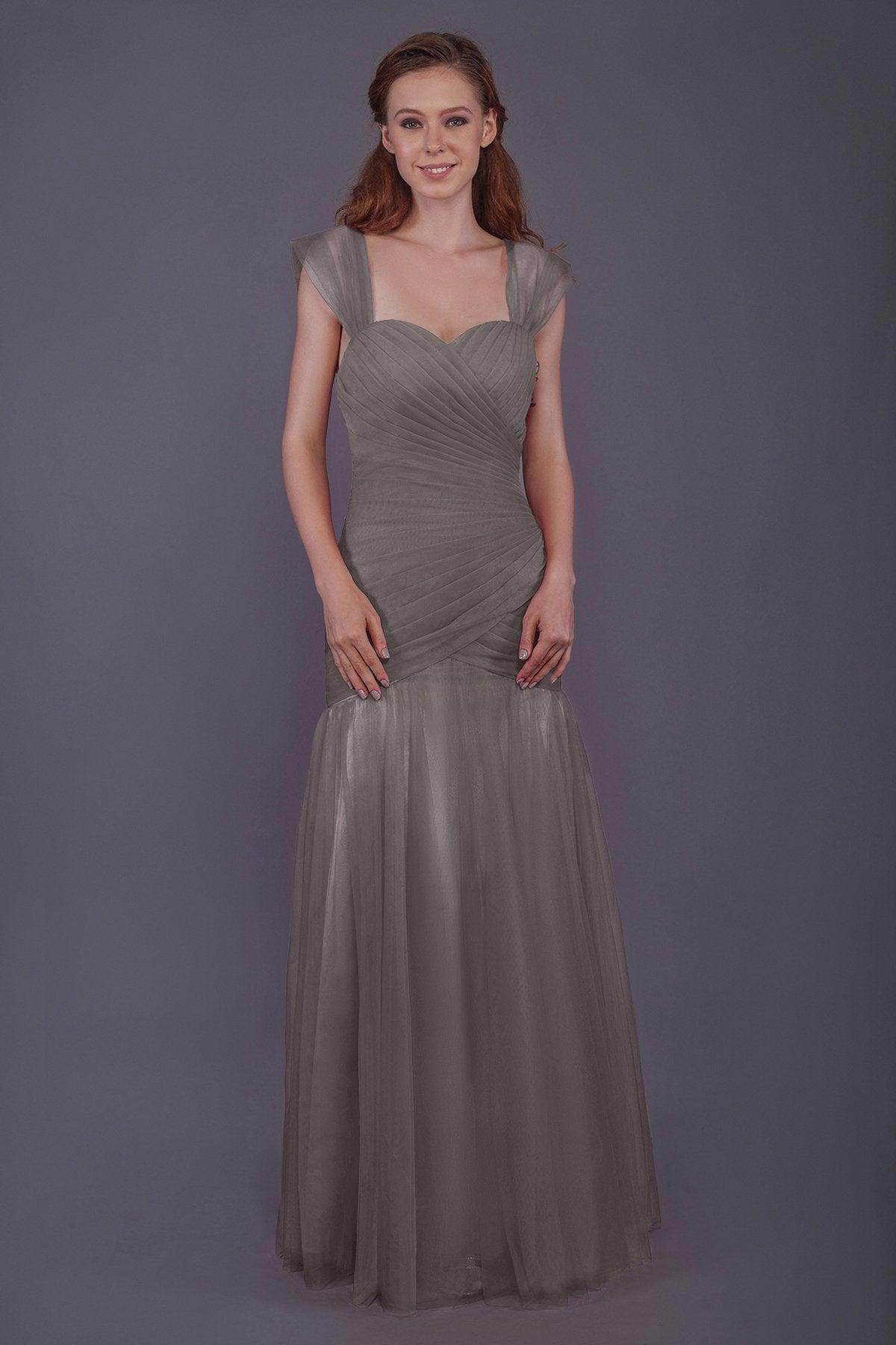 Trumpet-Mermaid Floor Length Tulle Bridesmaid Dress PR3500