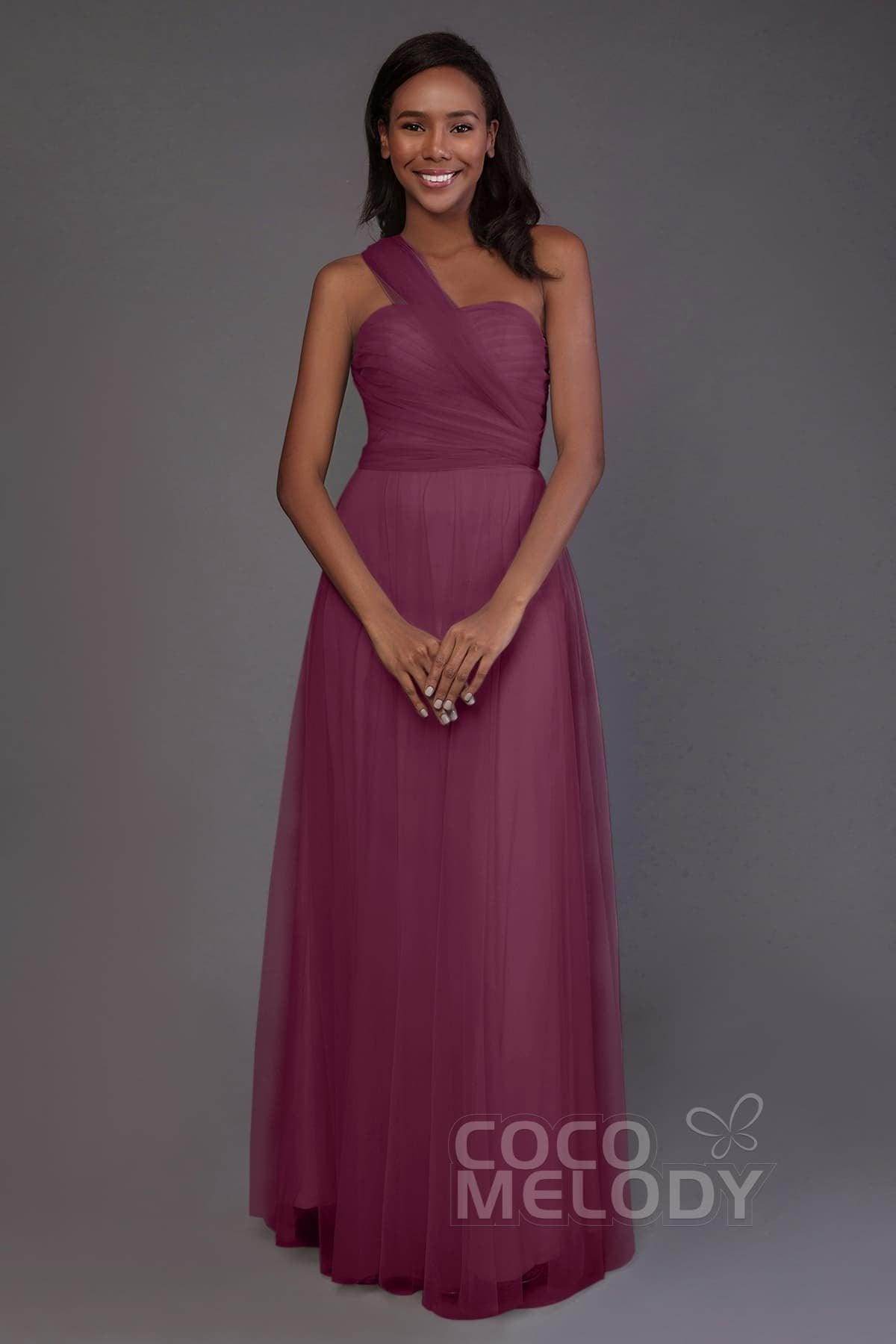 Sheath-Column Floor Length Tulle Bridesmaid Dress PR3502
