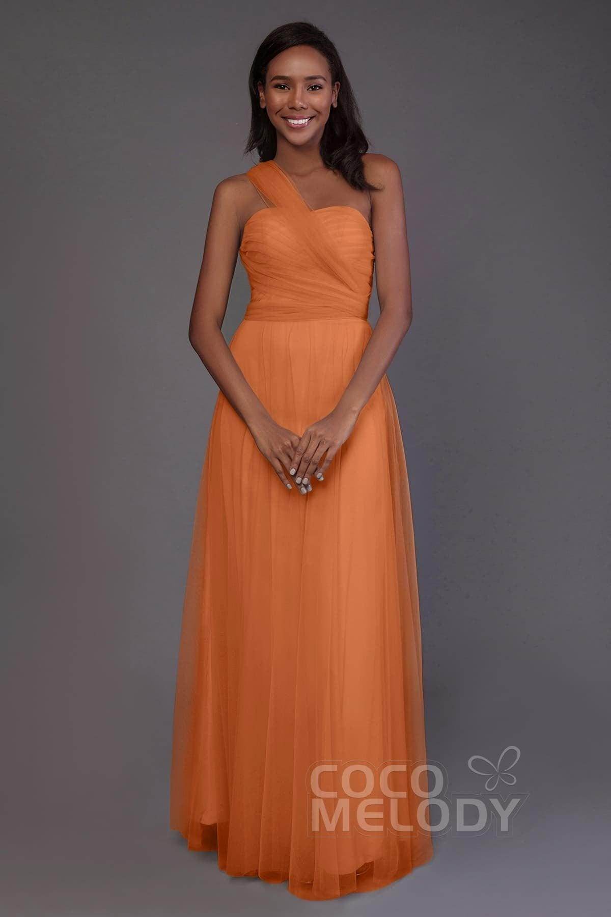 Sheath-Column Floor Length Tulle Bridesmaid Dress PR3502