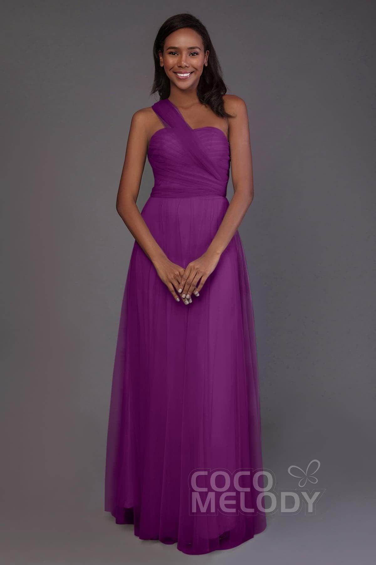 Sheath-Column Floor Length Tulle Bridesmaid Dress PR3502
