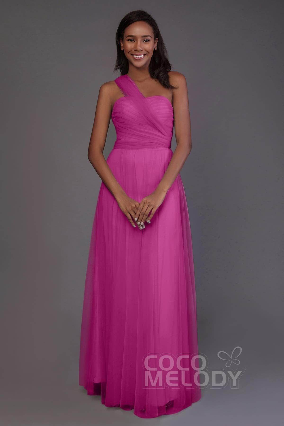 Sheath-Column Floor Length Tulle Bridesmaid Dress PR3502