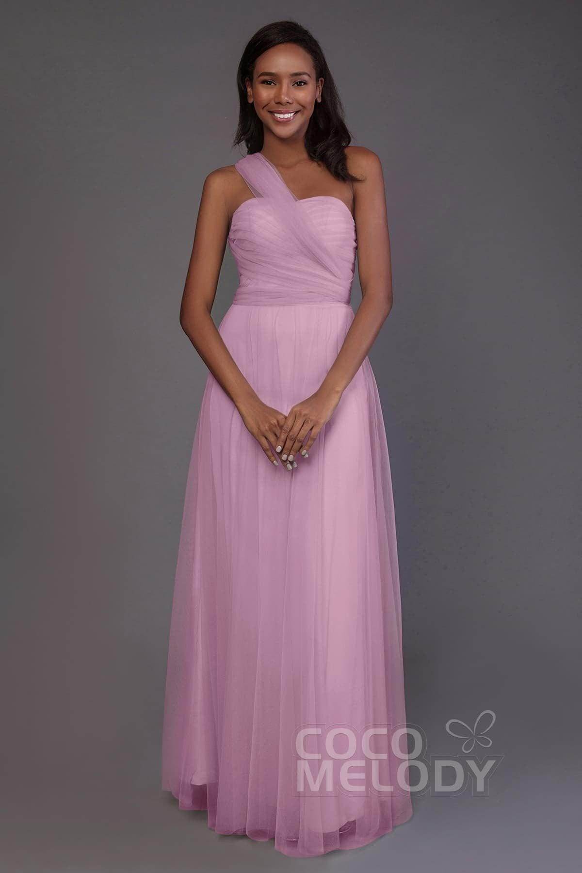 Sheath-Column Floor Length Tulle Bridesmaid Dress PR3502