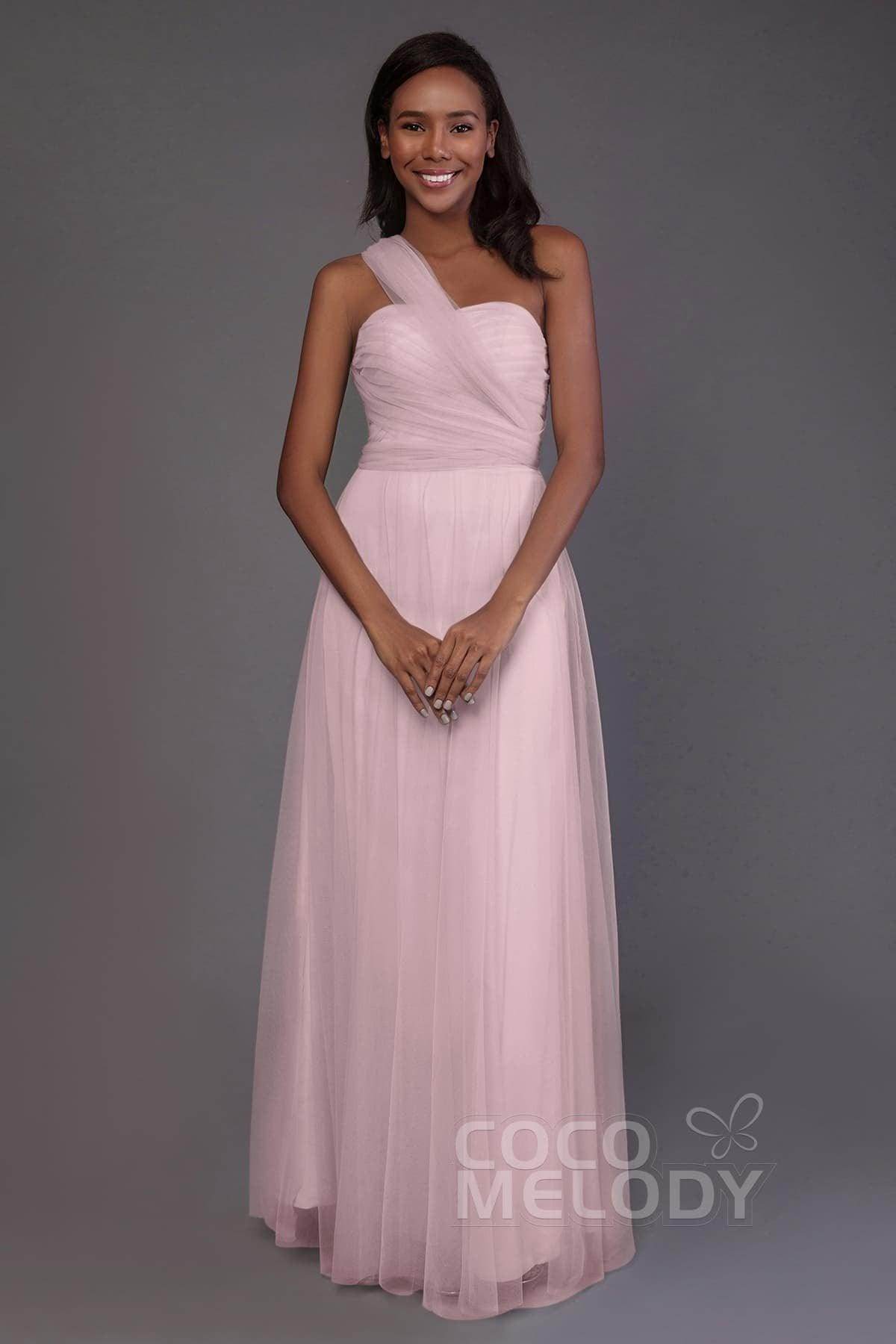 Sheath-Column Floor Length Tulle Bridesmaid Dress PR3502