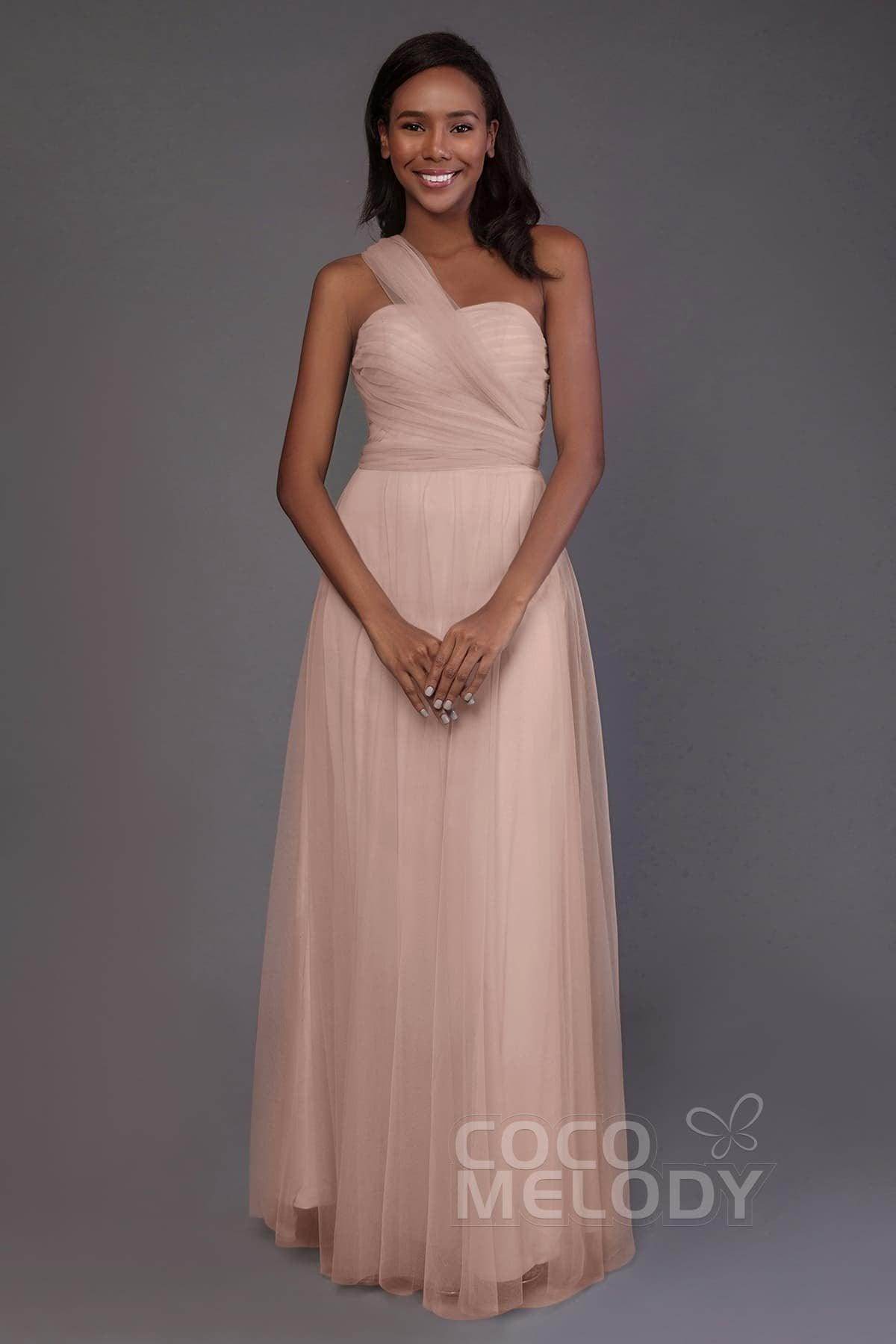 Sheath-Column Floor Length Tulle Bridesmaid Dress PR3502