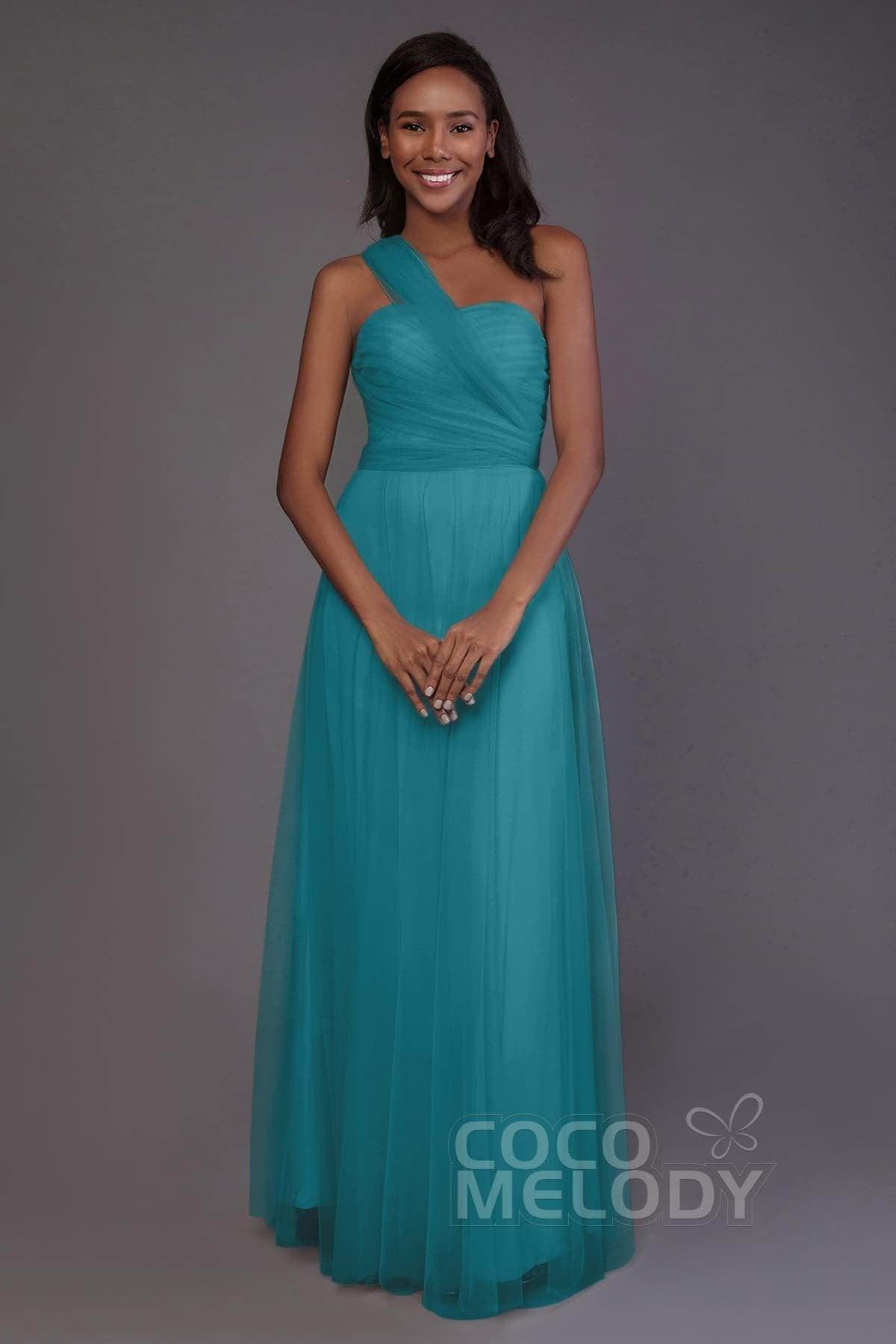 Sheath-Column Floor Length Tulle Bridesmaid Dress PR3502