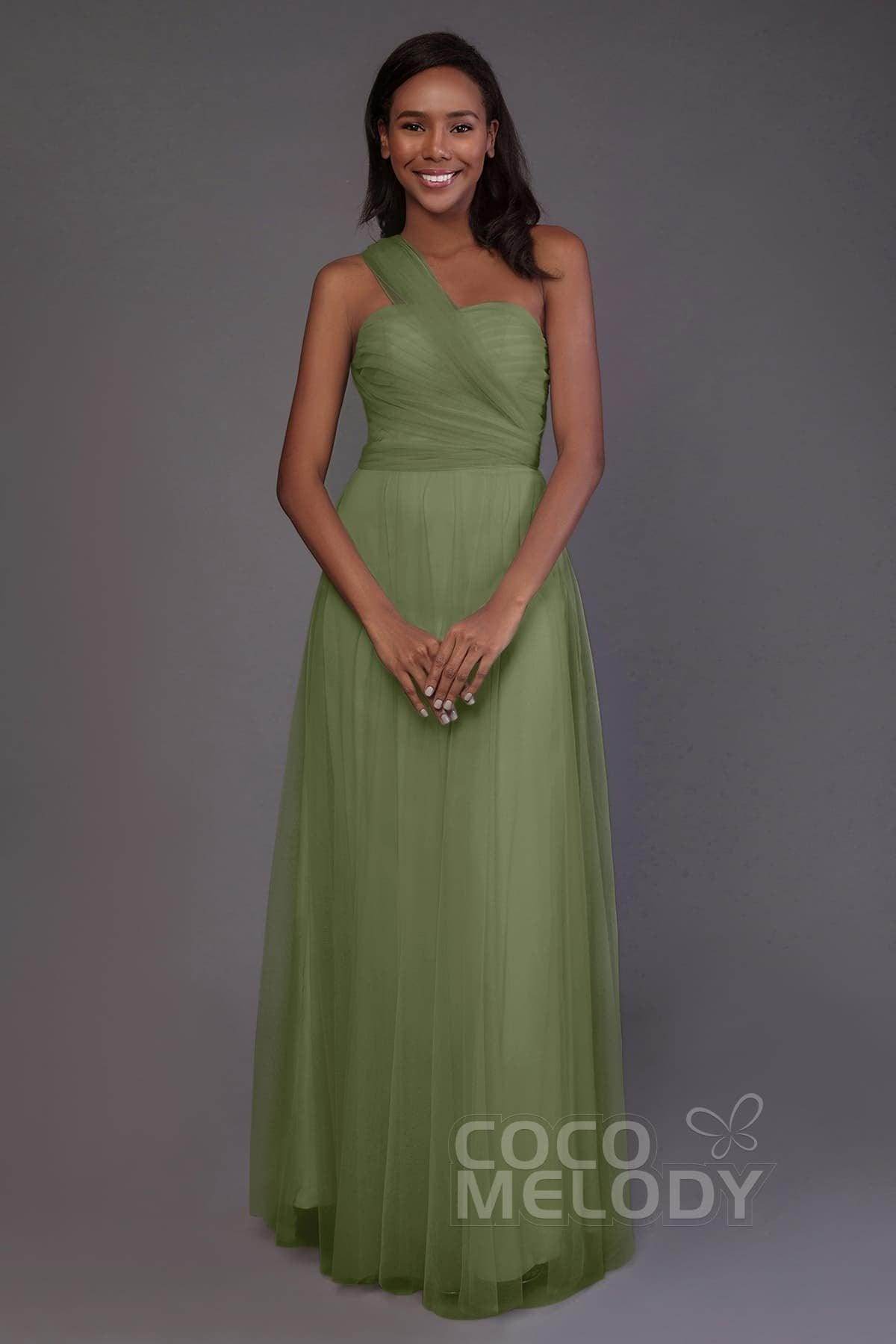 Sheath-Column Floor Length Tulle Bridesmaid Dress PR3502