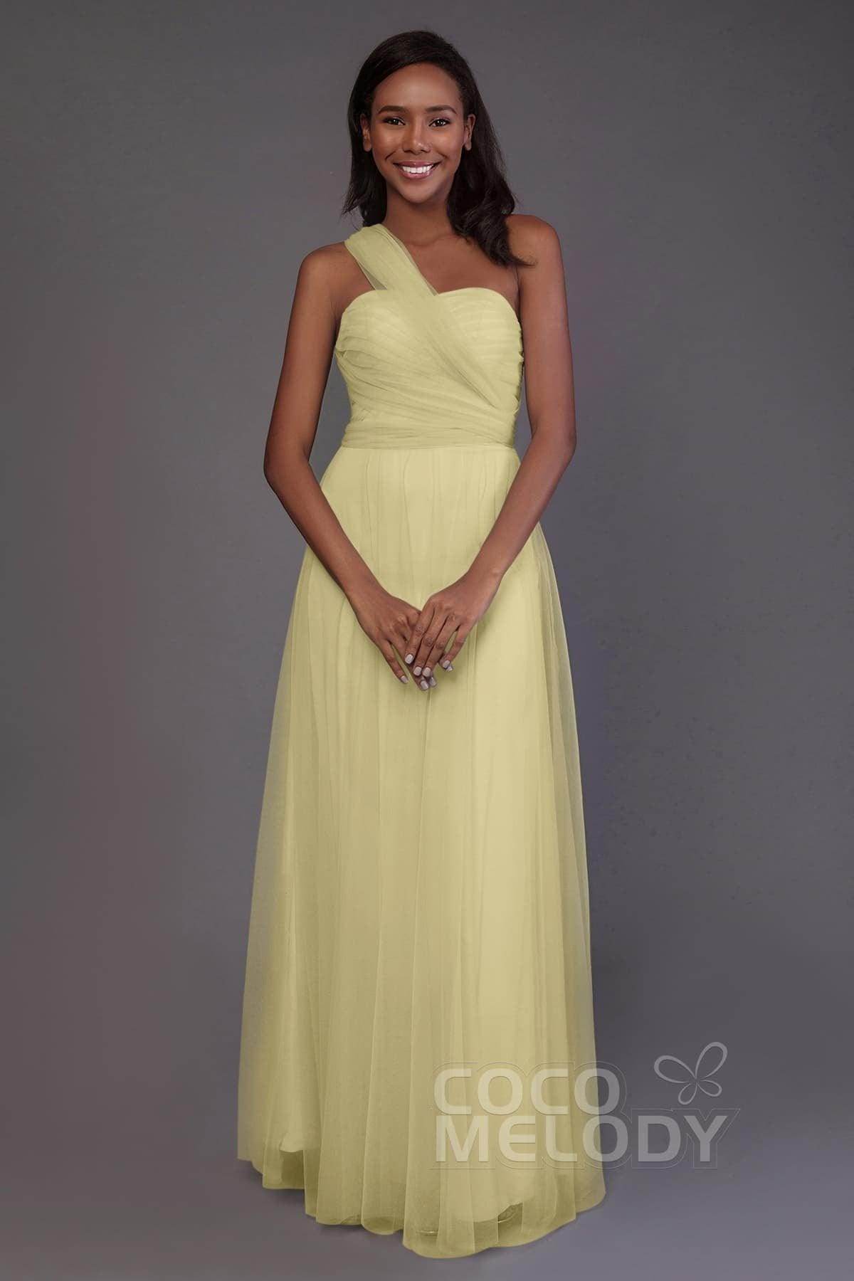 Sheath-Column Floor Length Tulle Bridesmaid Dress PR3502