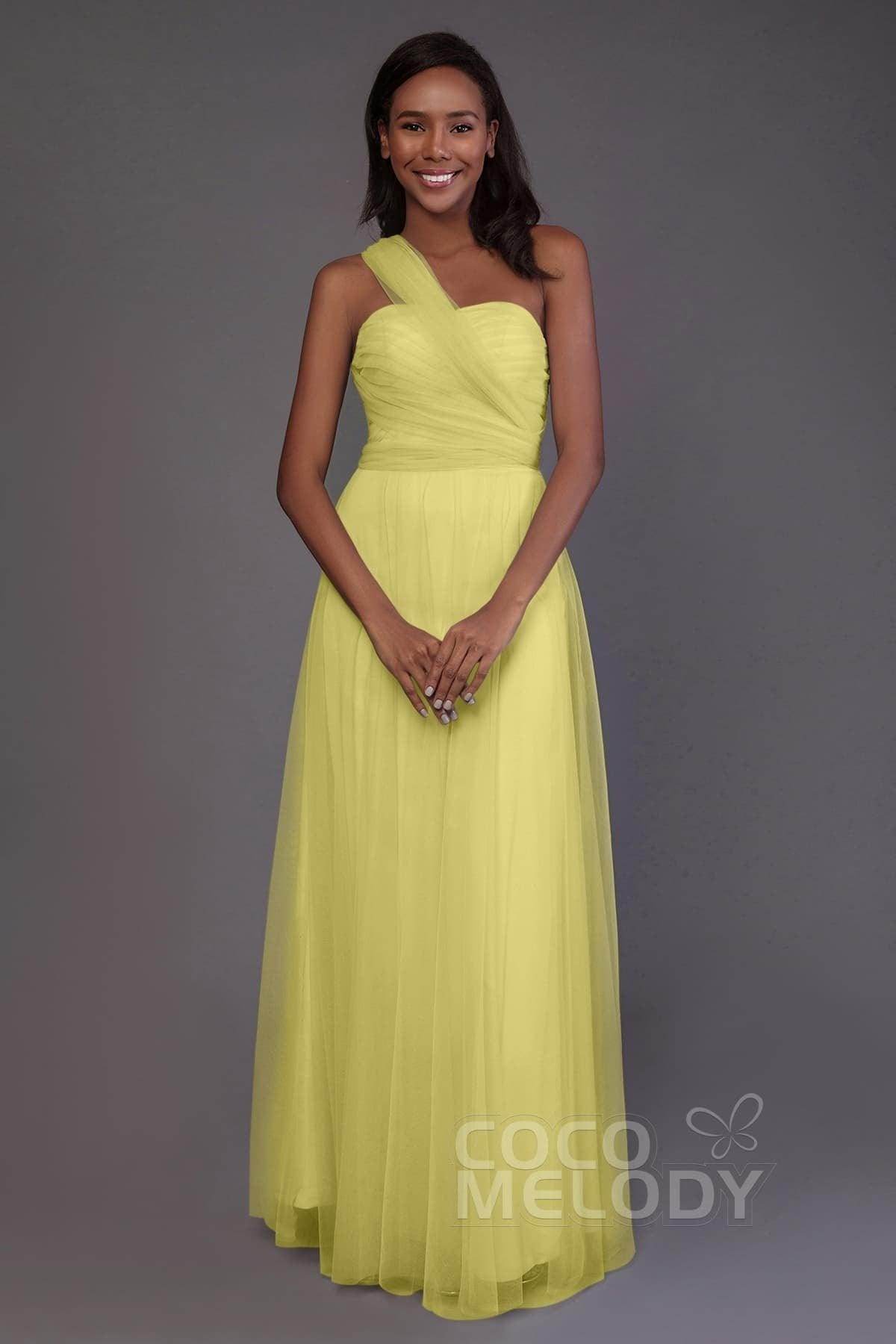 Sheath-Column Floor Length Tulle Bridesmaid Dress PR3502