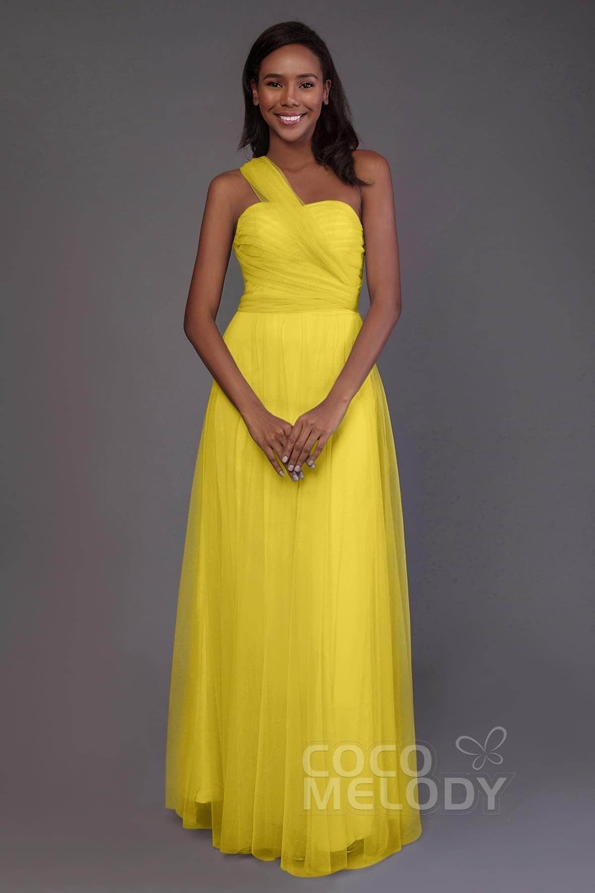 Sheath-Column Floor Length Tulle Bridesmaid Dress PR3502