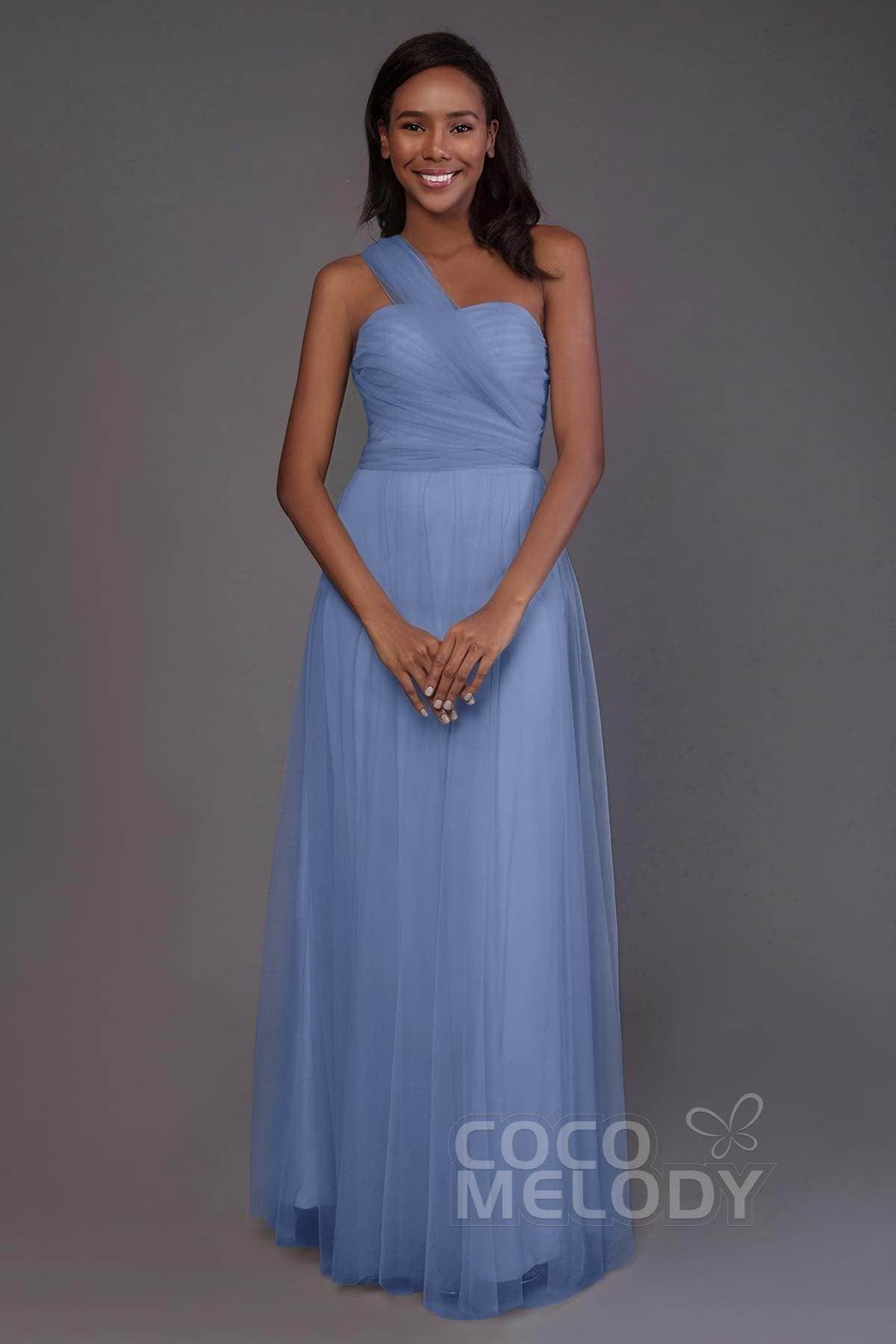 Sheath-Column Floor Length Tulle Bridesmaid Dress PR3502
