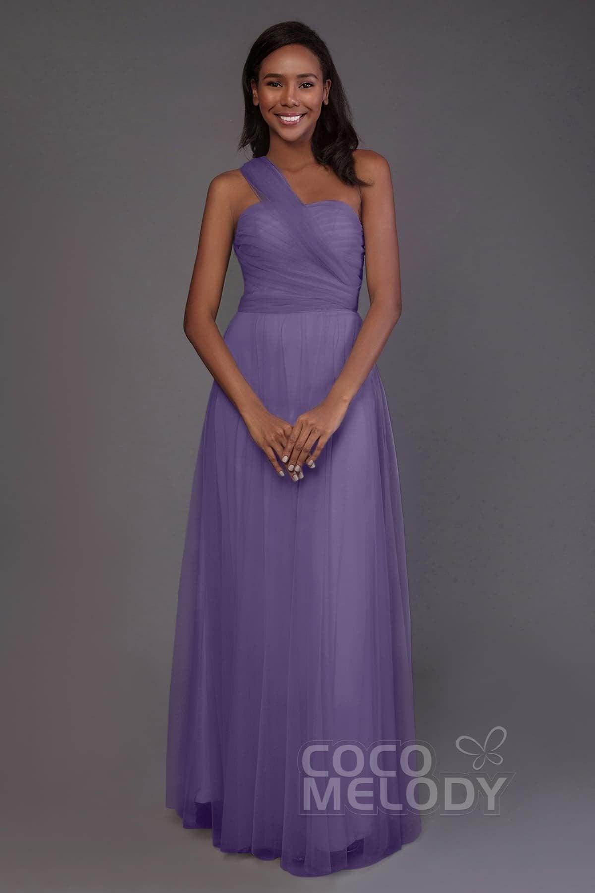 Sheath-Column Floor Length Tulle Bridesmaid Dress PR3502